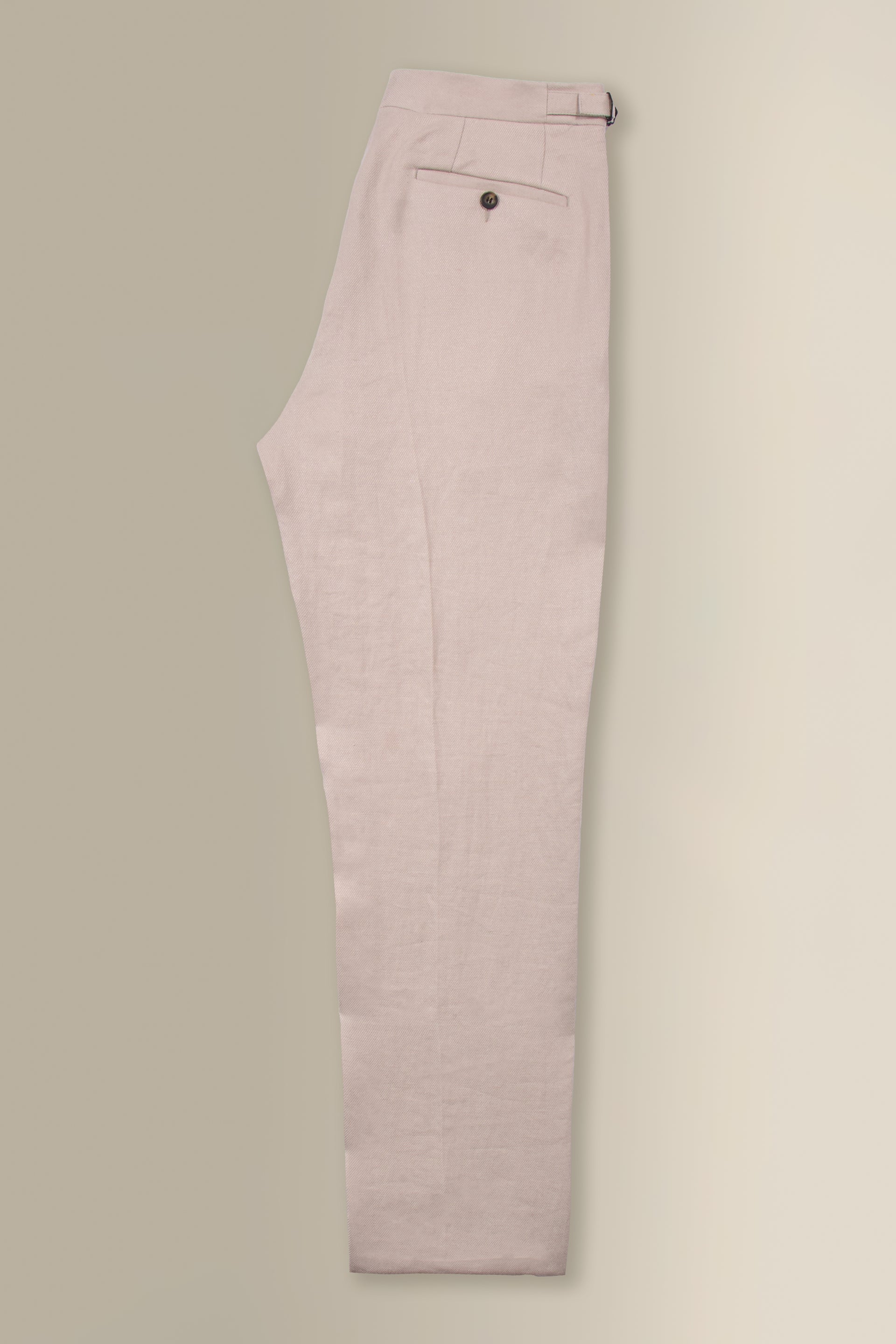 Cream Single Pleat Linen Twill Trousers