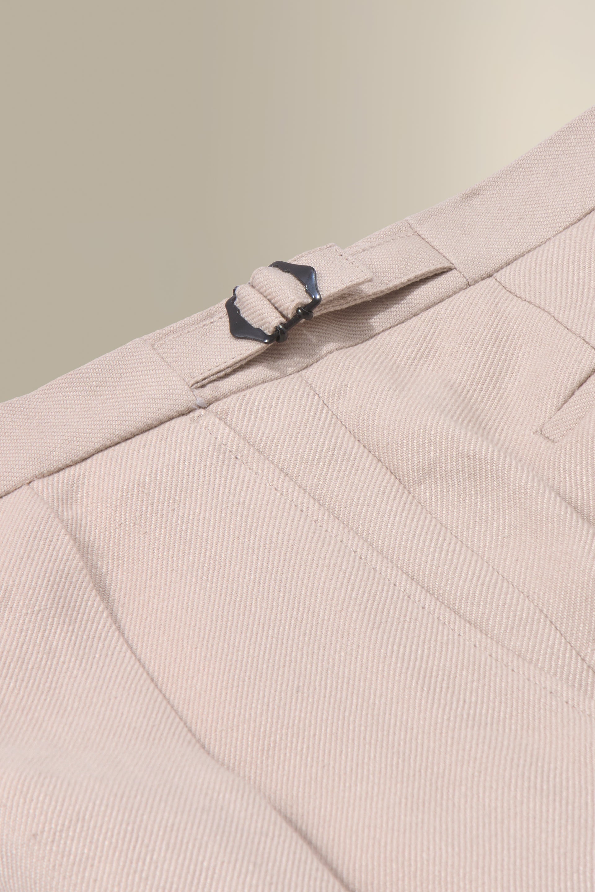 Cream Single Pleat Linen Twill Trousers