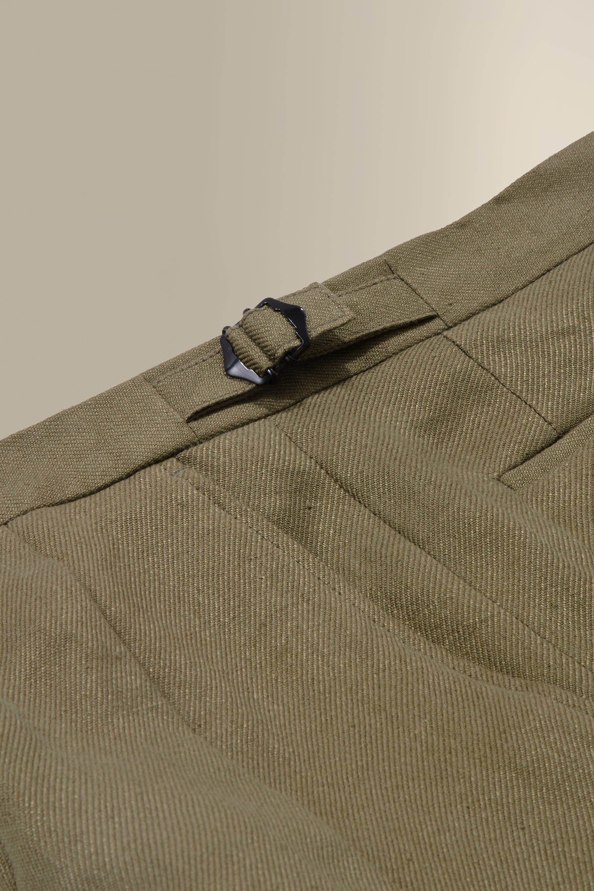 Green Single Pleat Linen Twill Trousers
