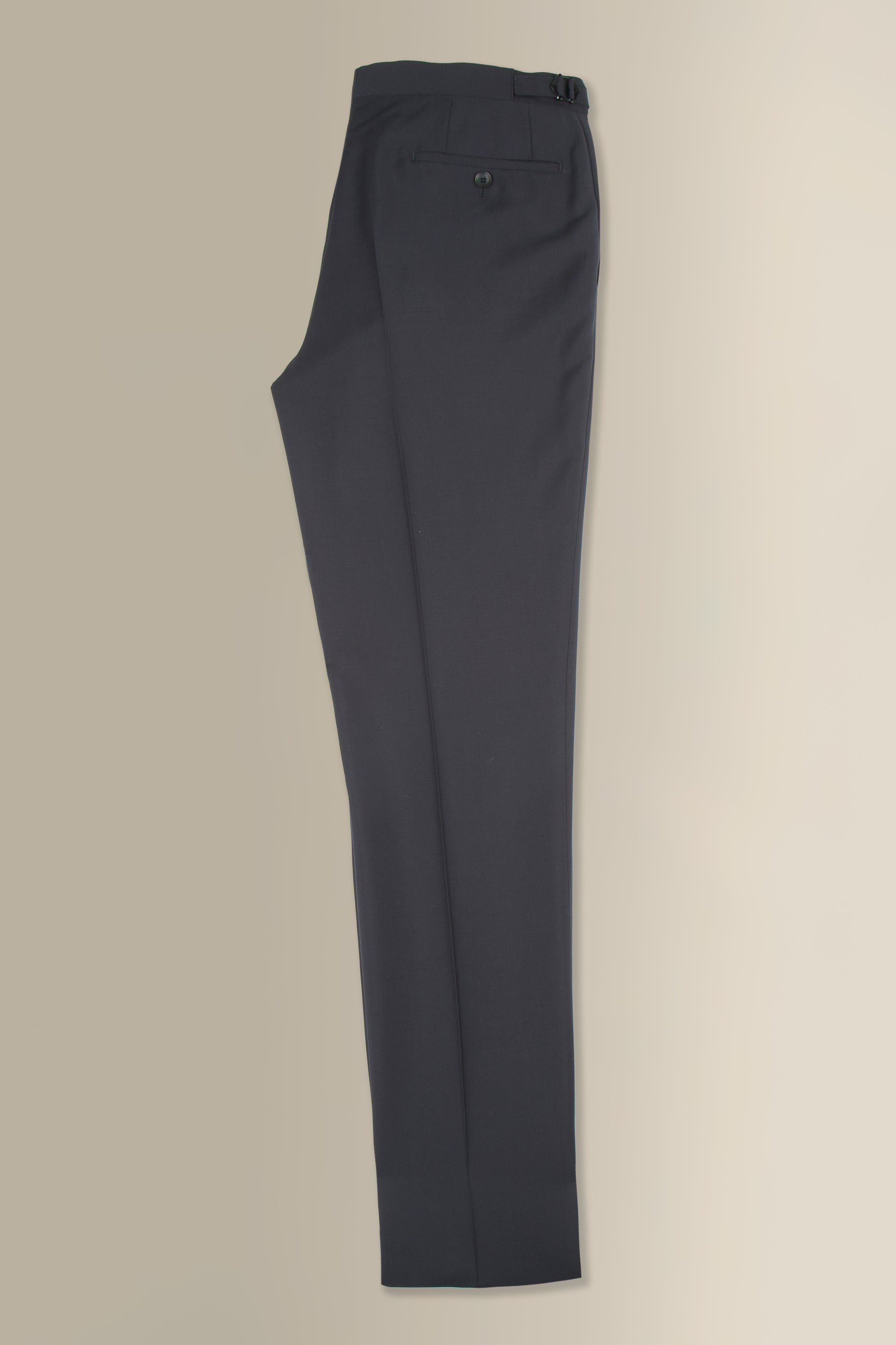 Black Single Pleat Silk & Mohair Trousers
