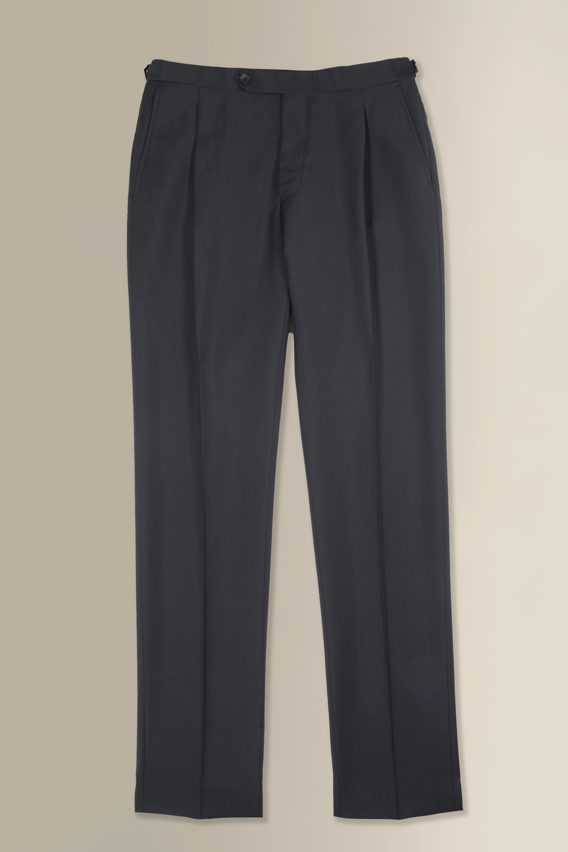Black Single Pleat Silk & Mohair Trousers