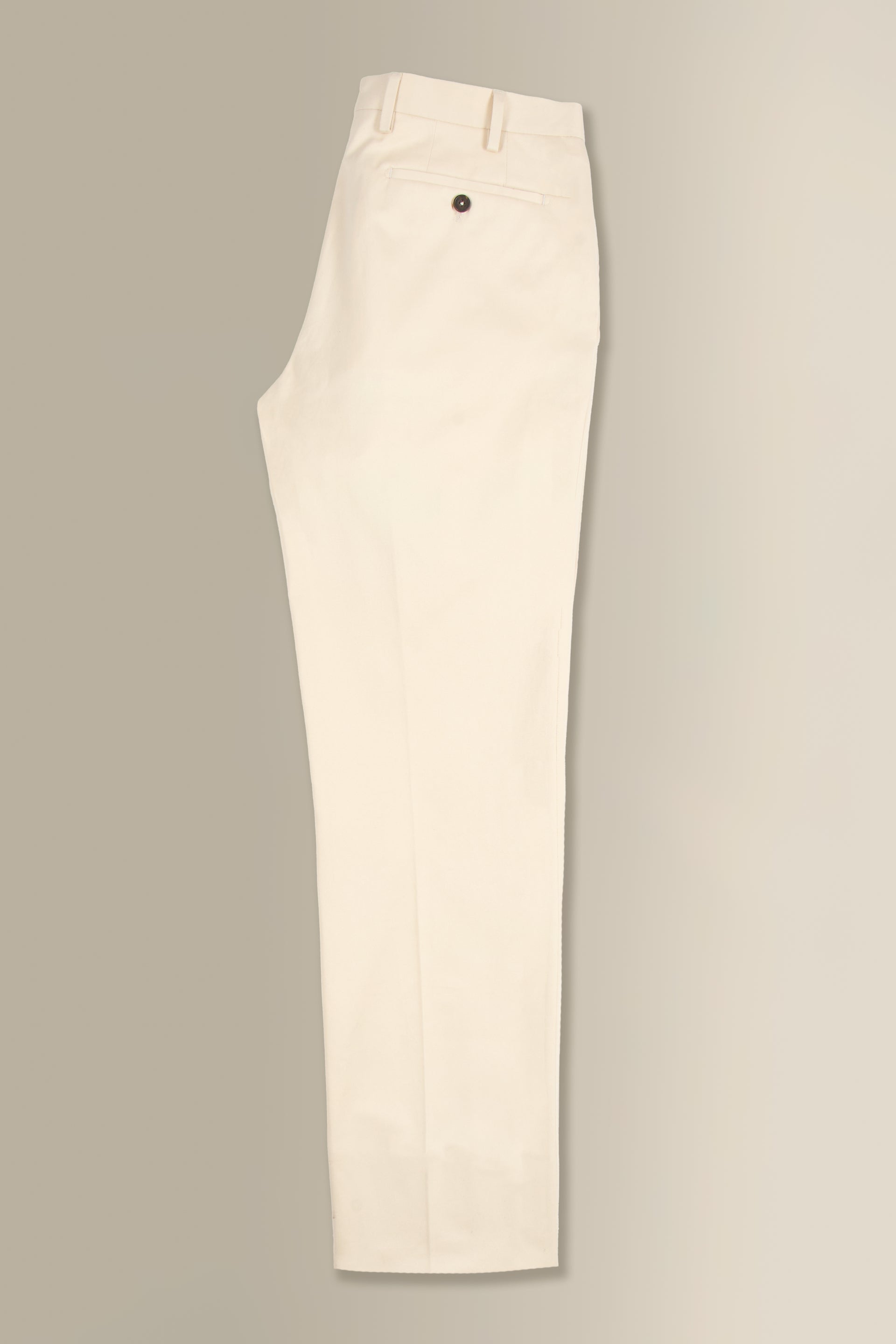 Cream Flat Front Cotton Chinos