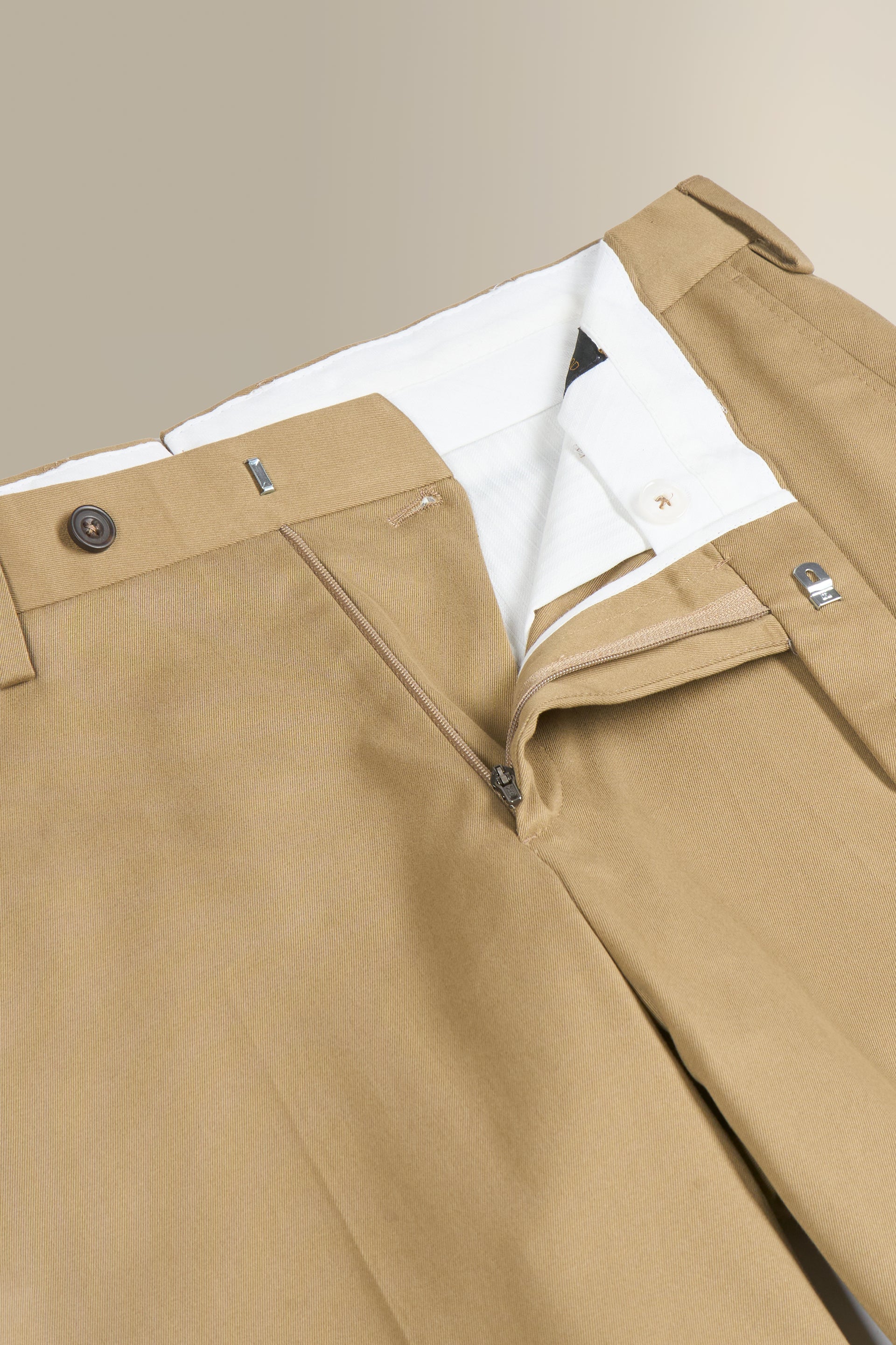 Olive Flat Front Cotton Chinos