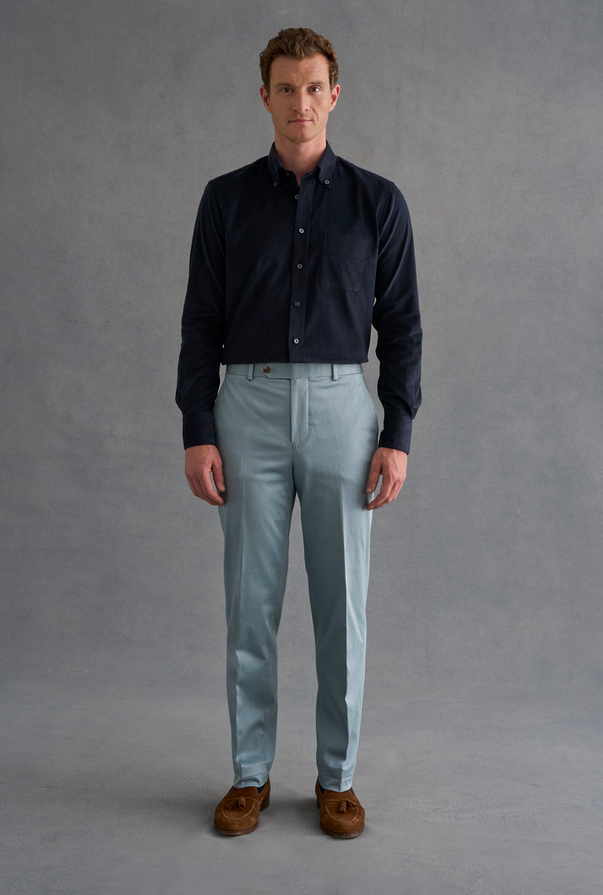 Navy Needlecord Salcombe Shirt