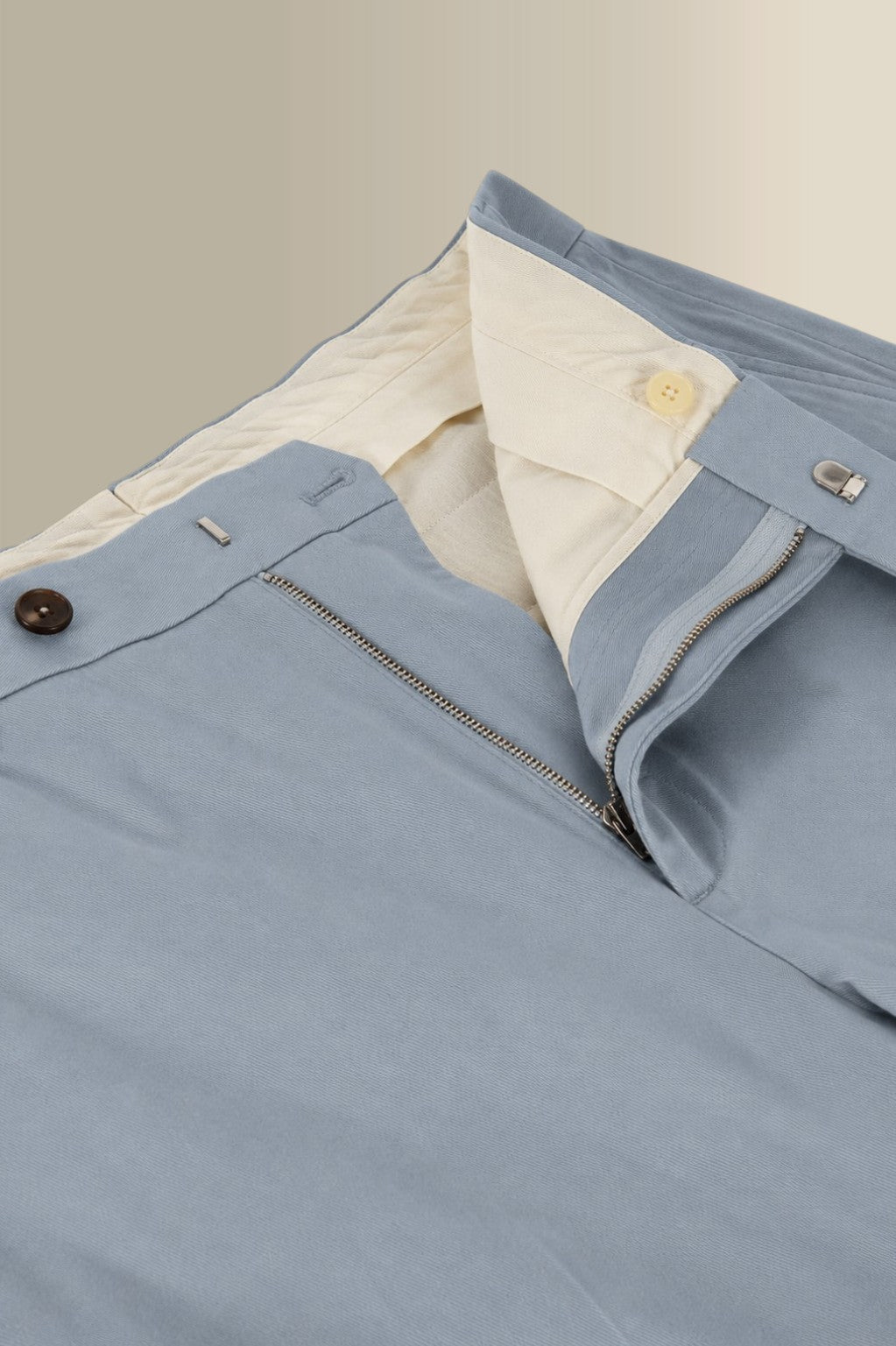 Light Blue Flat Front Garment Washed Chinos