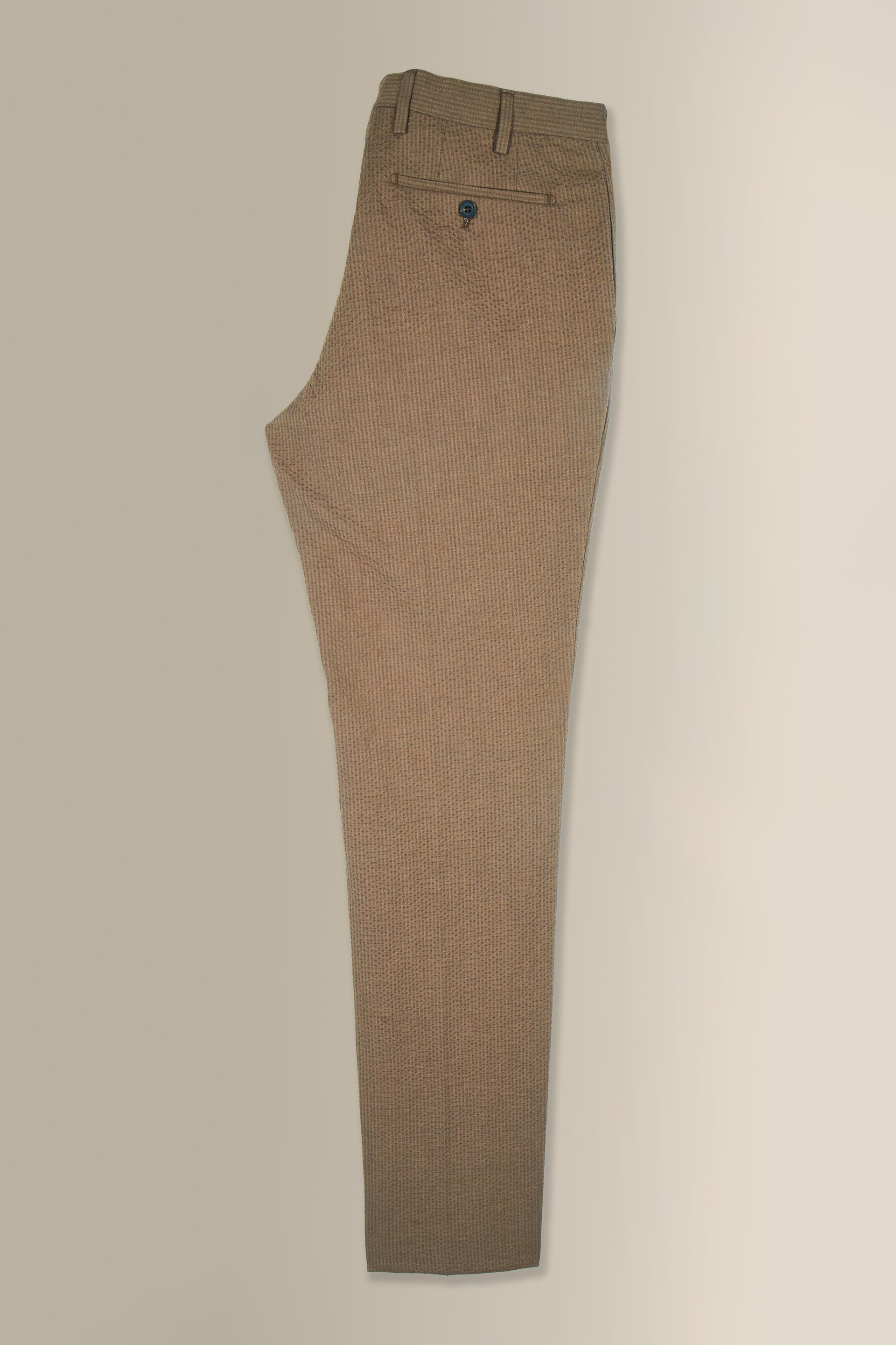 Brown Flat Front Seersucker Trousers