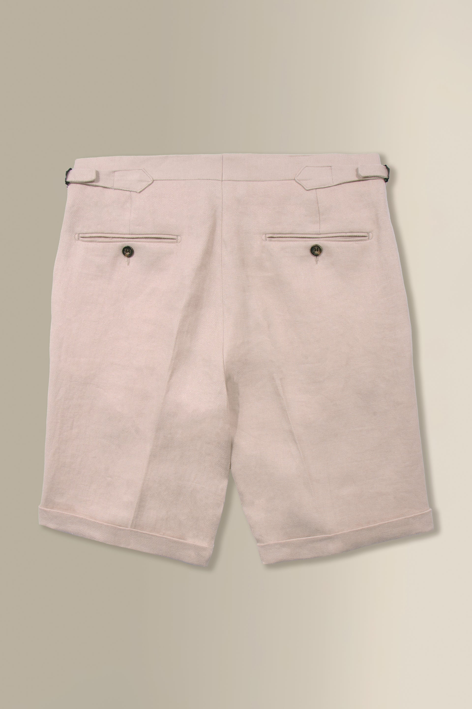 Cream Single Pleat Linen Twill Shorts