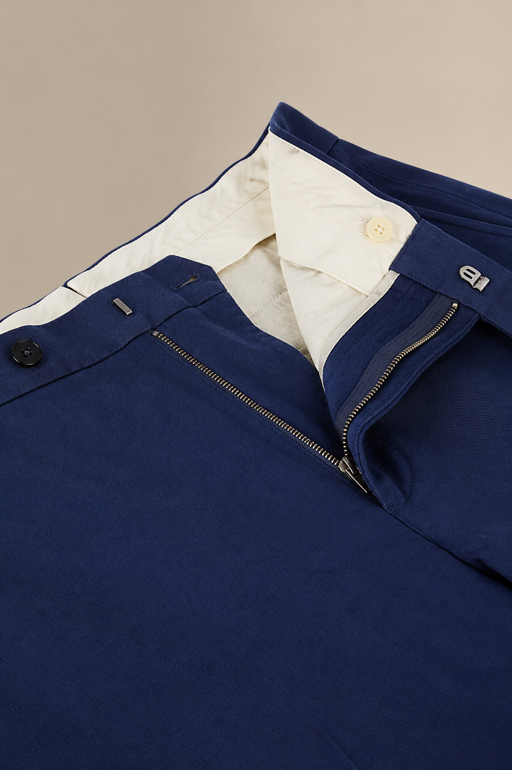 Navy Flat Front Garment Washed Chinos