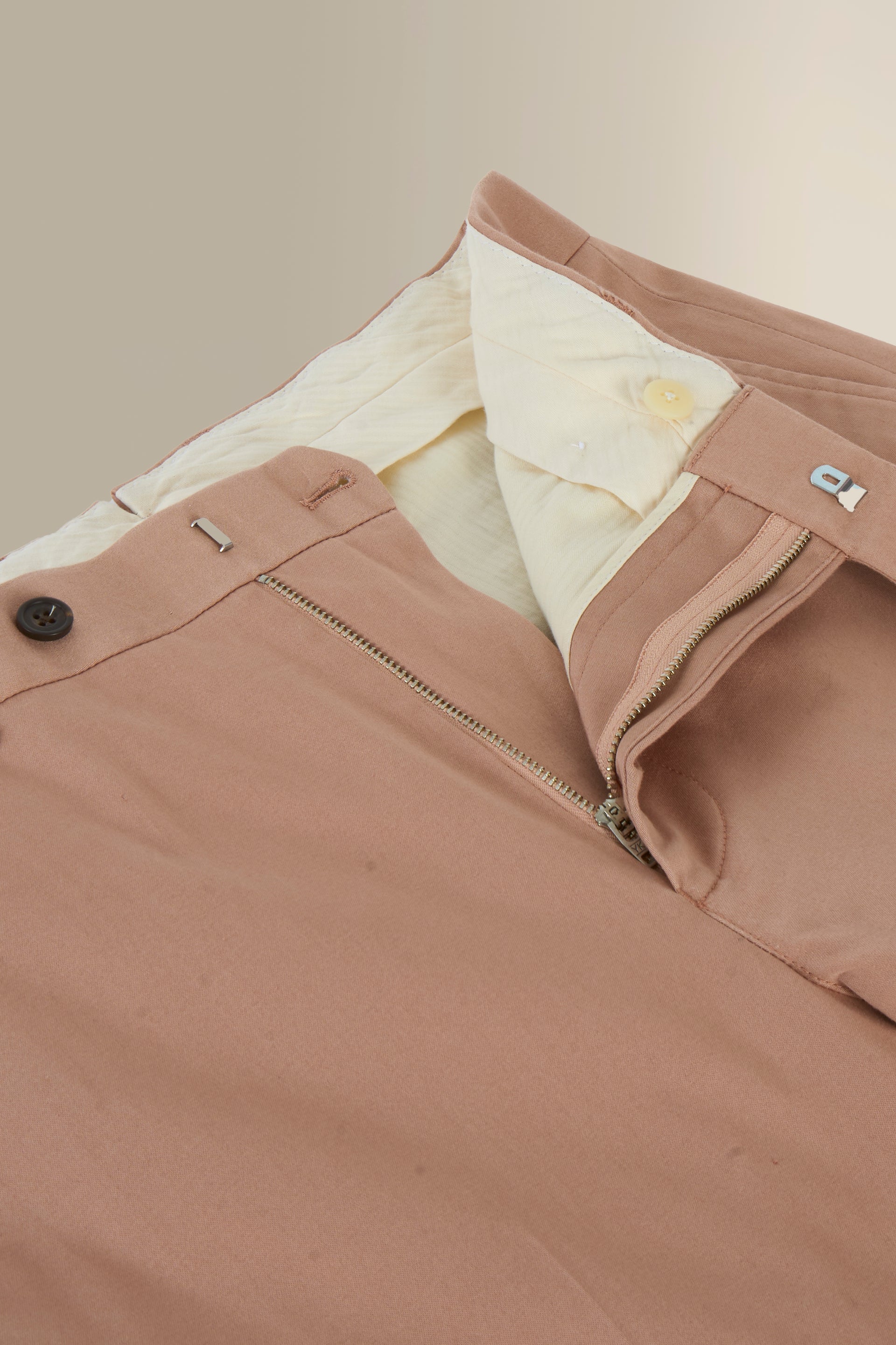 Pink Flat Front Garment Washed Chinos