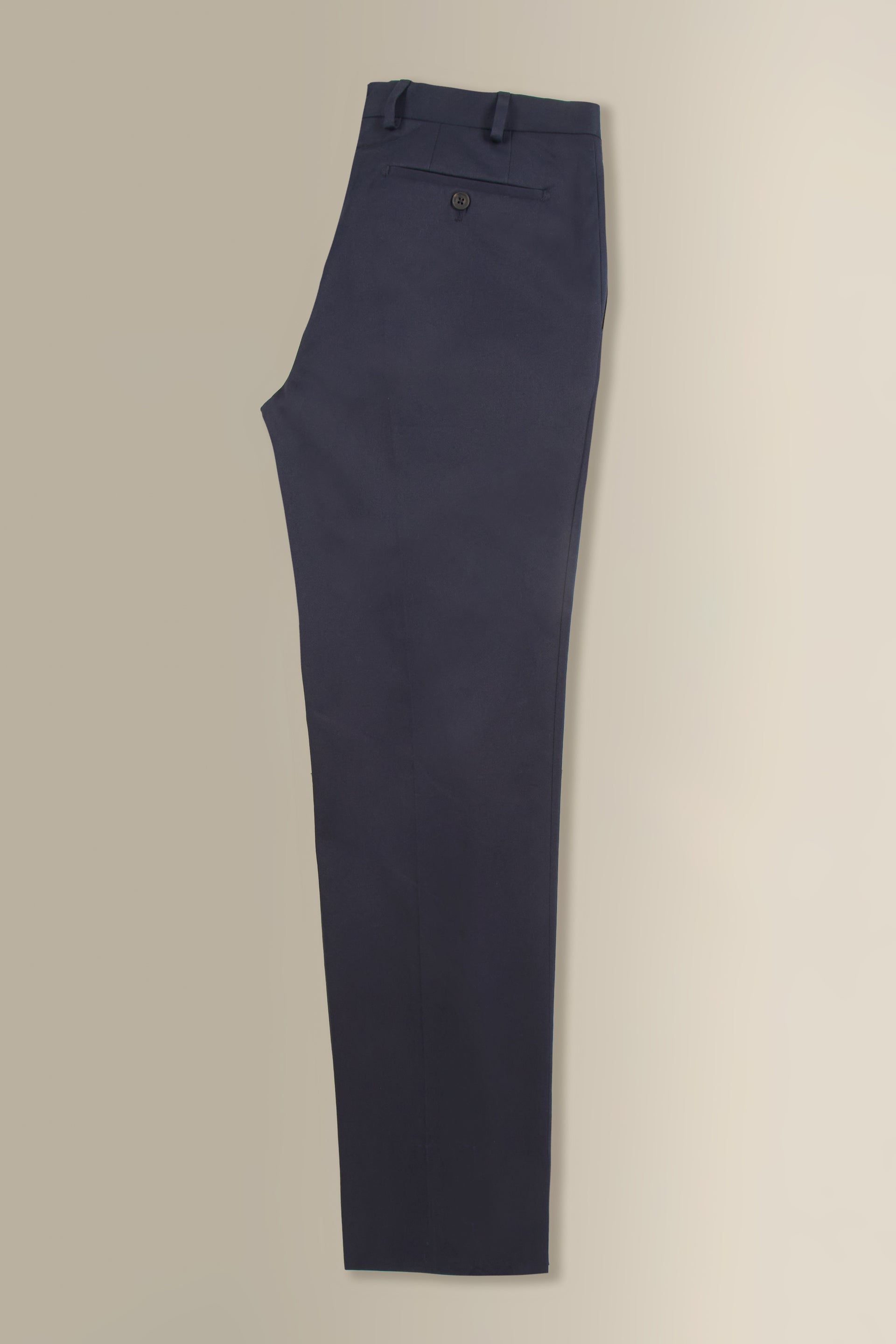 Navy Flat Front Cotton Chinos