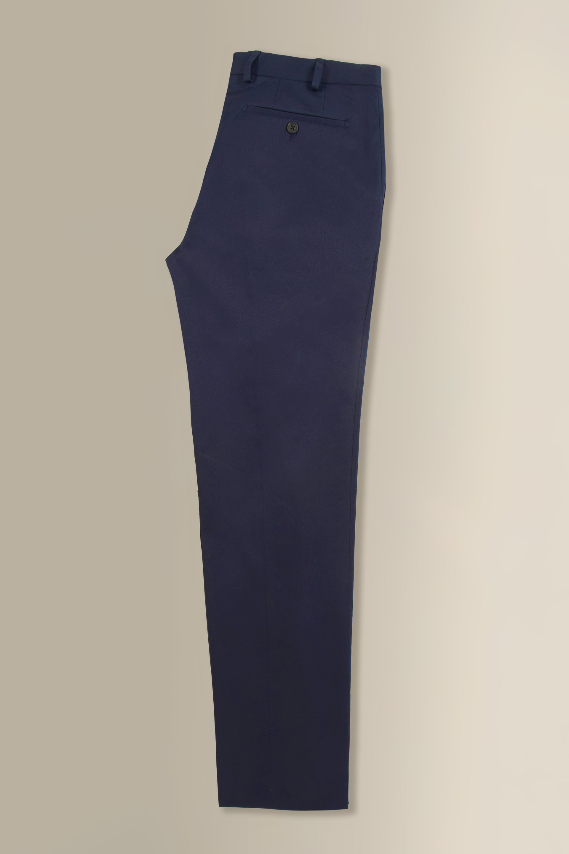 Navy Flat Front Linen Twill Trousers