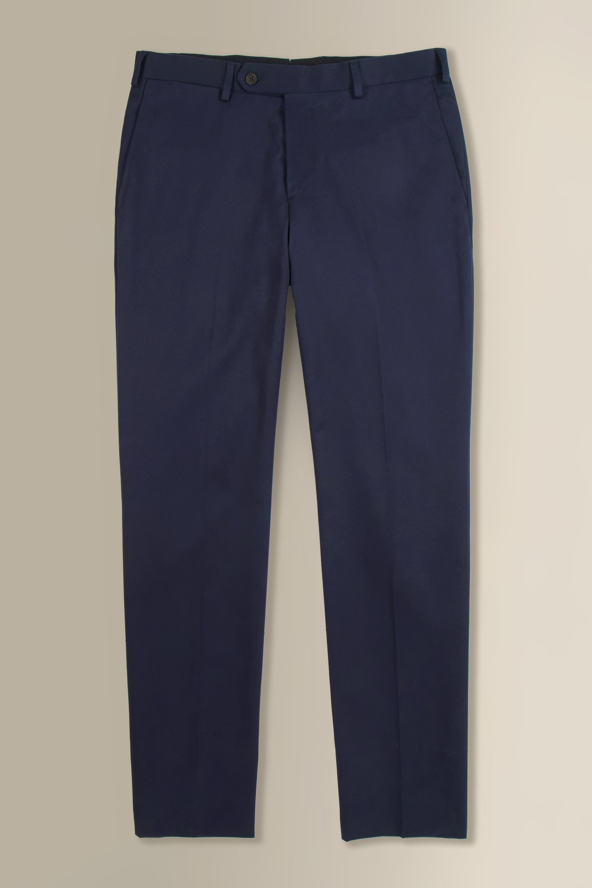 Navy Flat Front Linen Twill Trousers