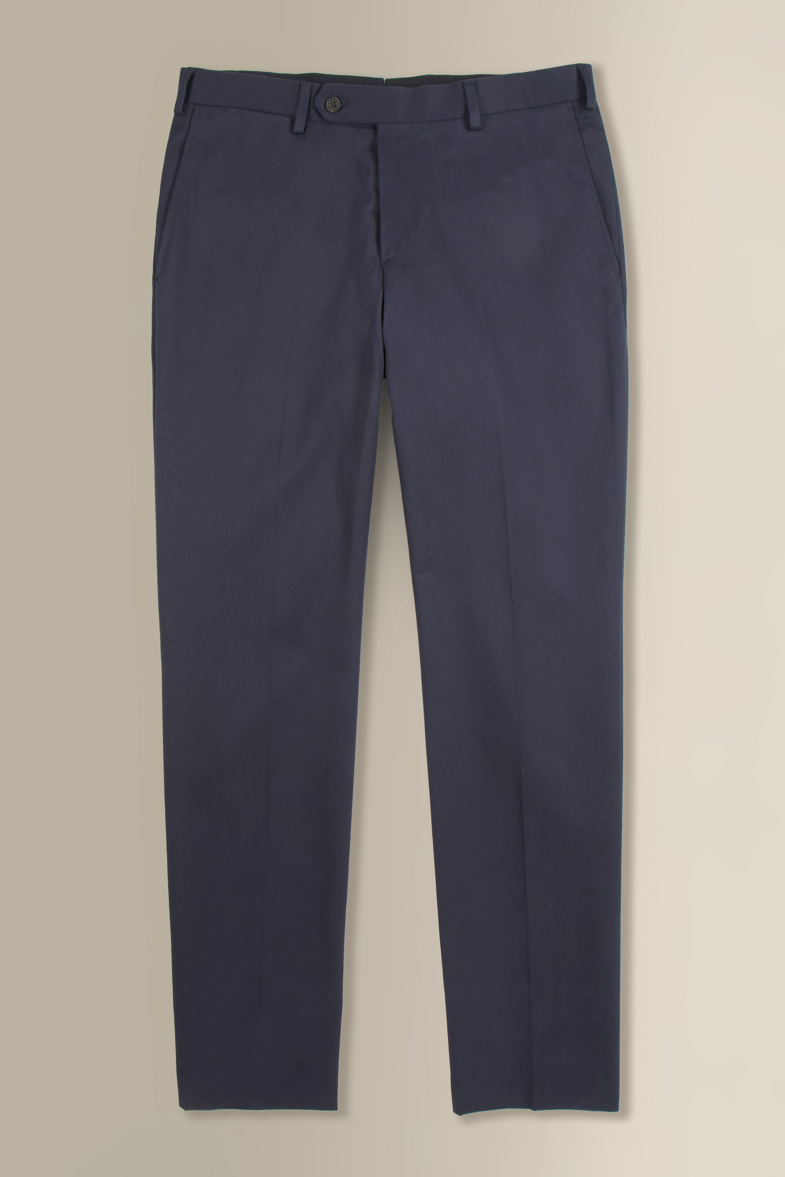 Navy Flat Front Cotton Chinos