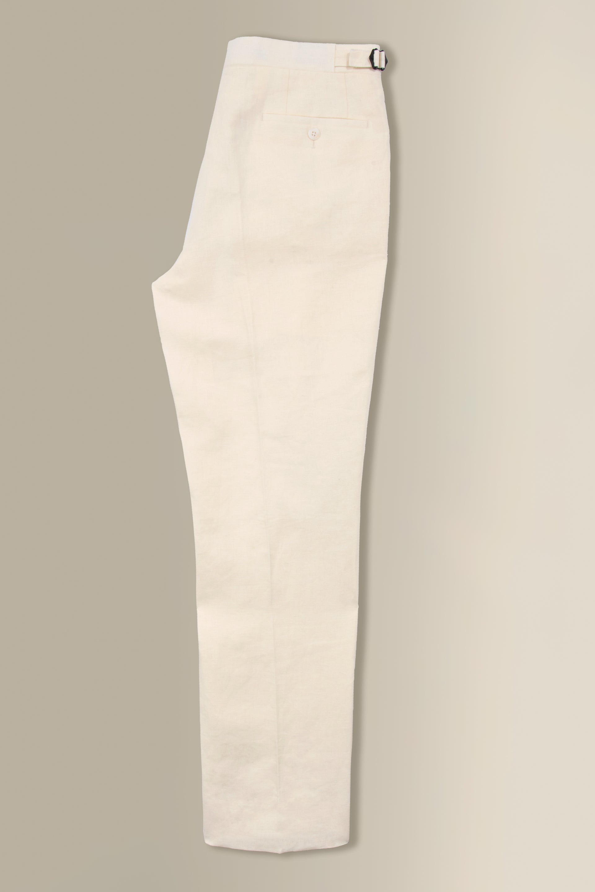 Cream Single Pleat Linen Trousers