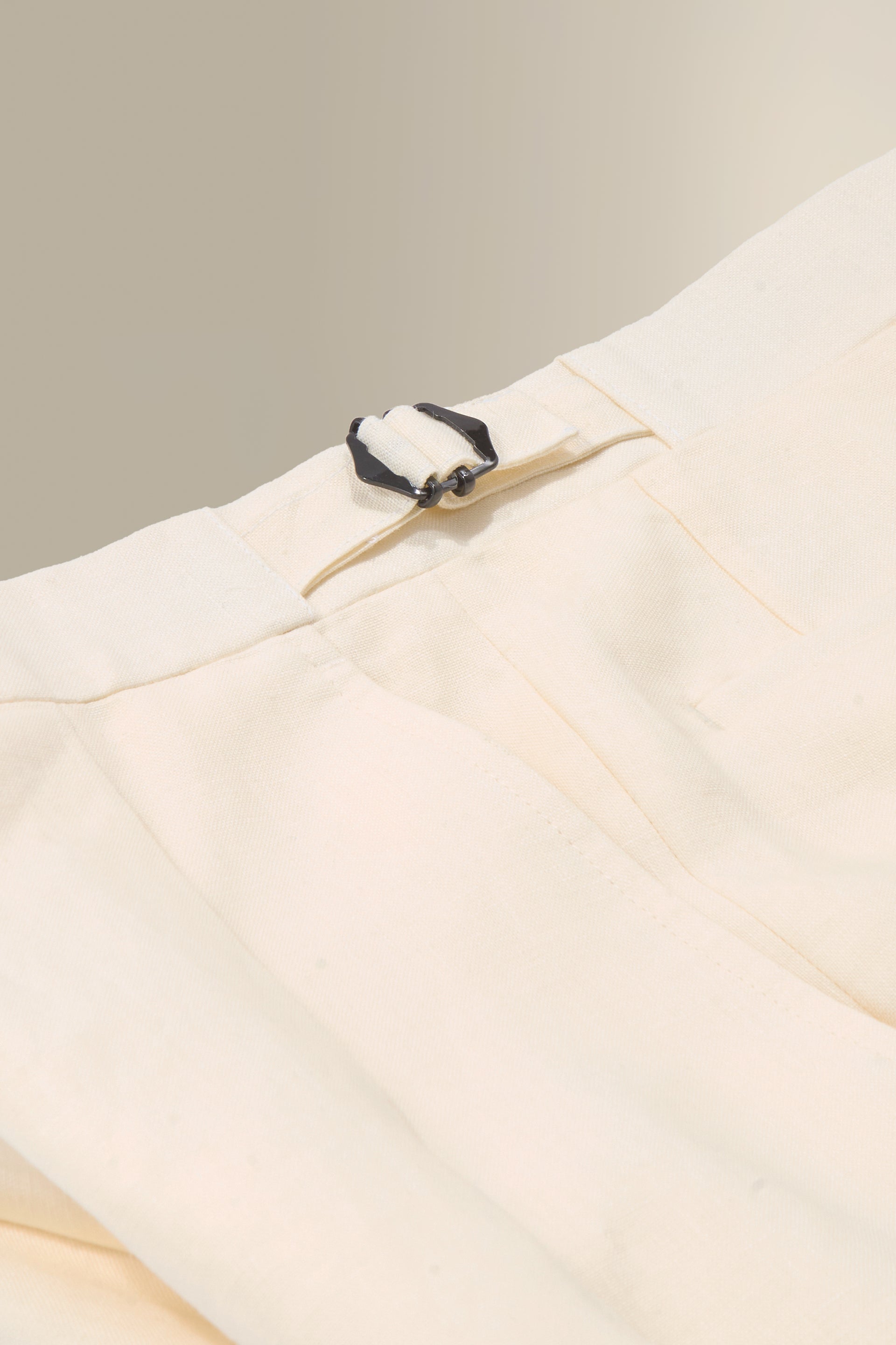 Cream Single Pleat Linen Trousers