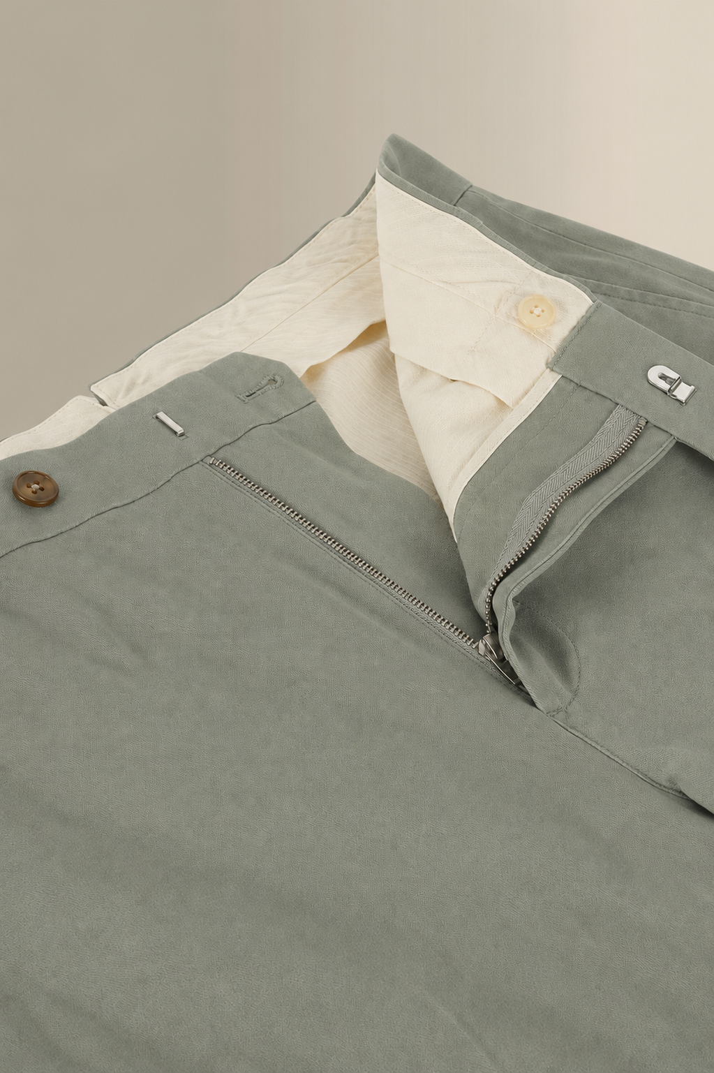 Sage Flat Front Garment Washed Chinos