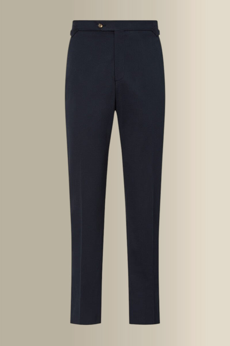 Navy Flat Front Cotton Chinos