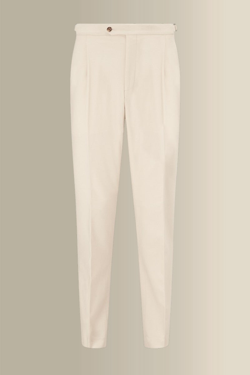 Cream Single Pleat Flannel Trousers