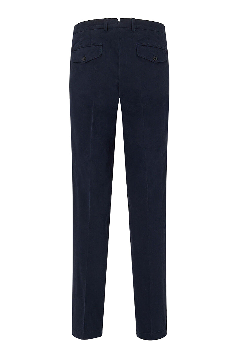 Navy Single Pleat Chinos