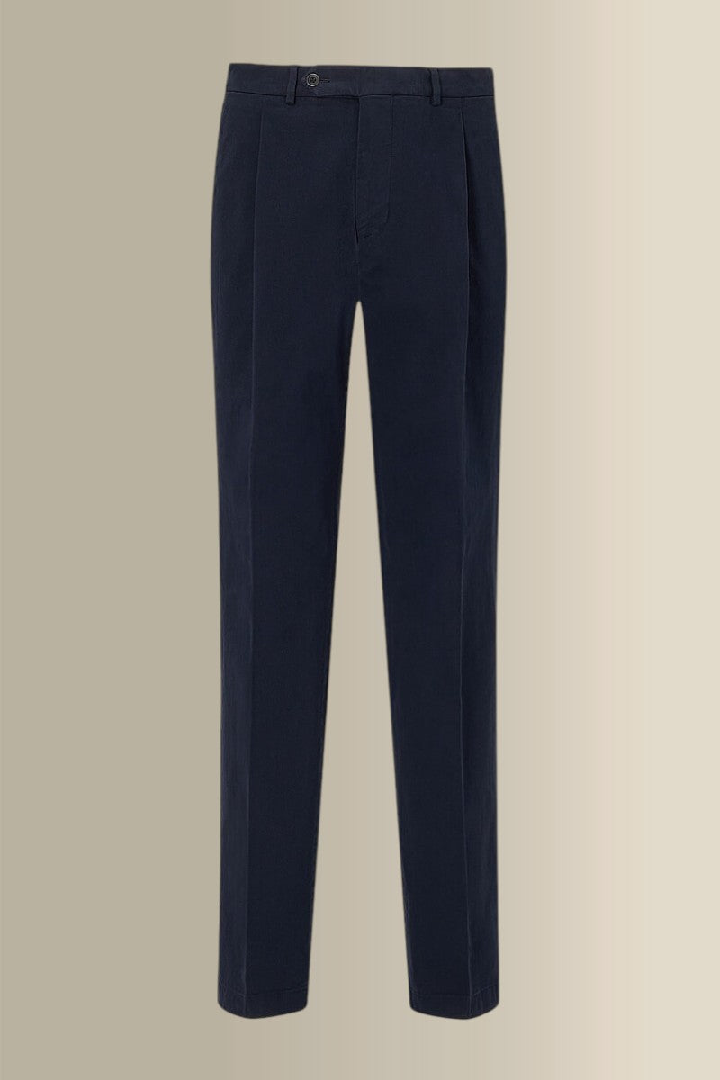 Navy Single Pleat Chinos