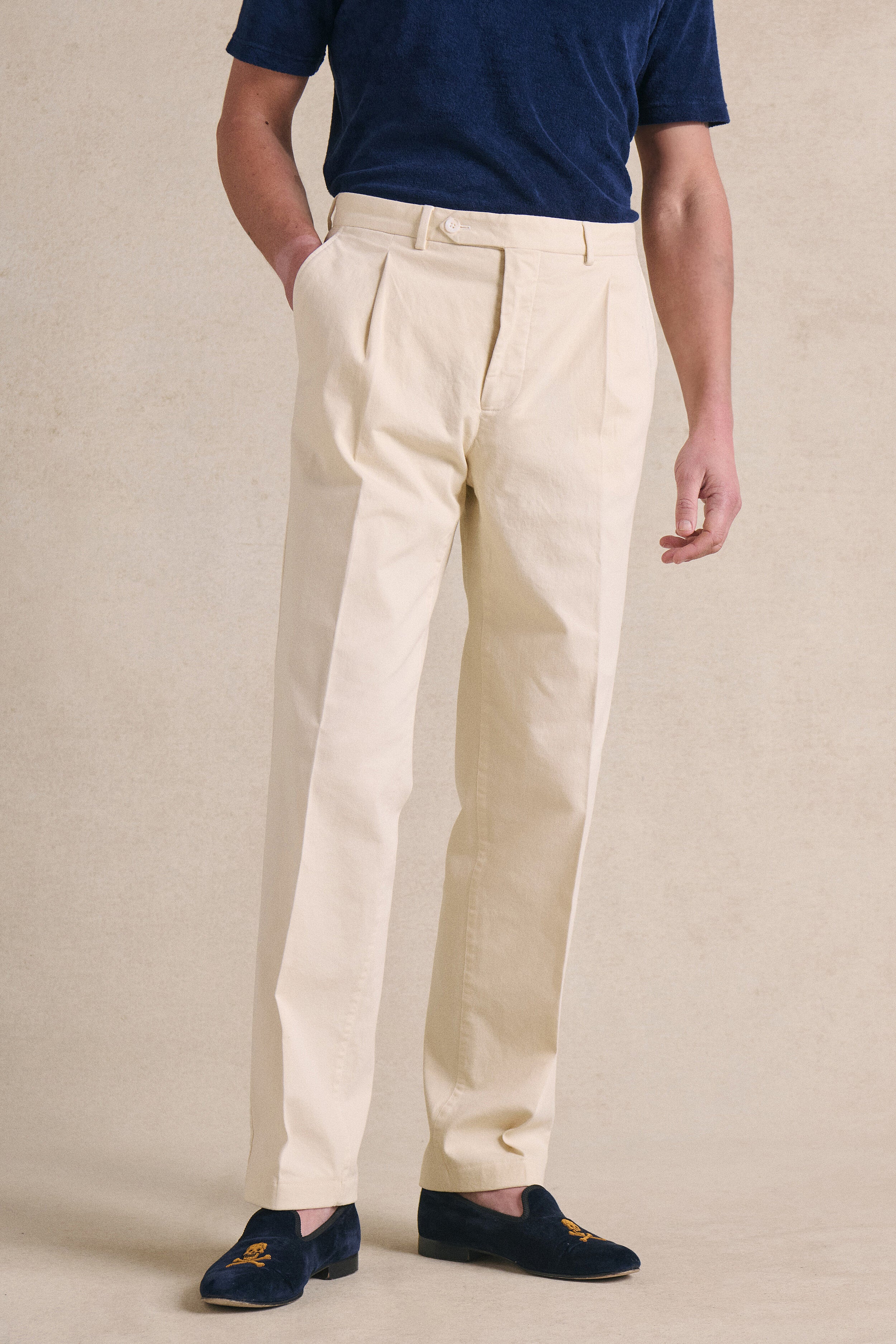 Ivory Single Pleat Chinos