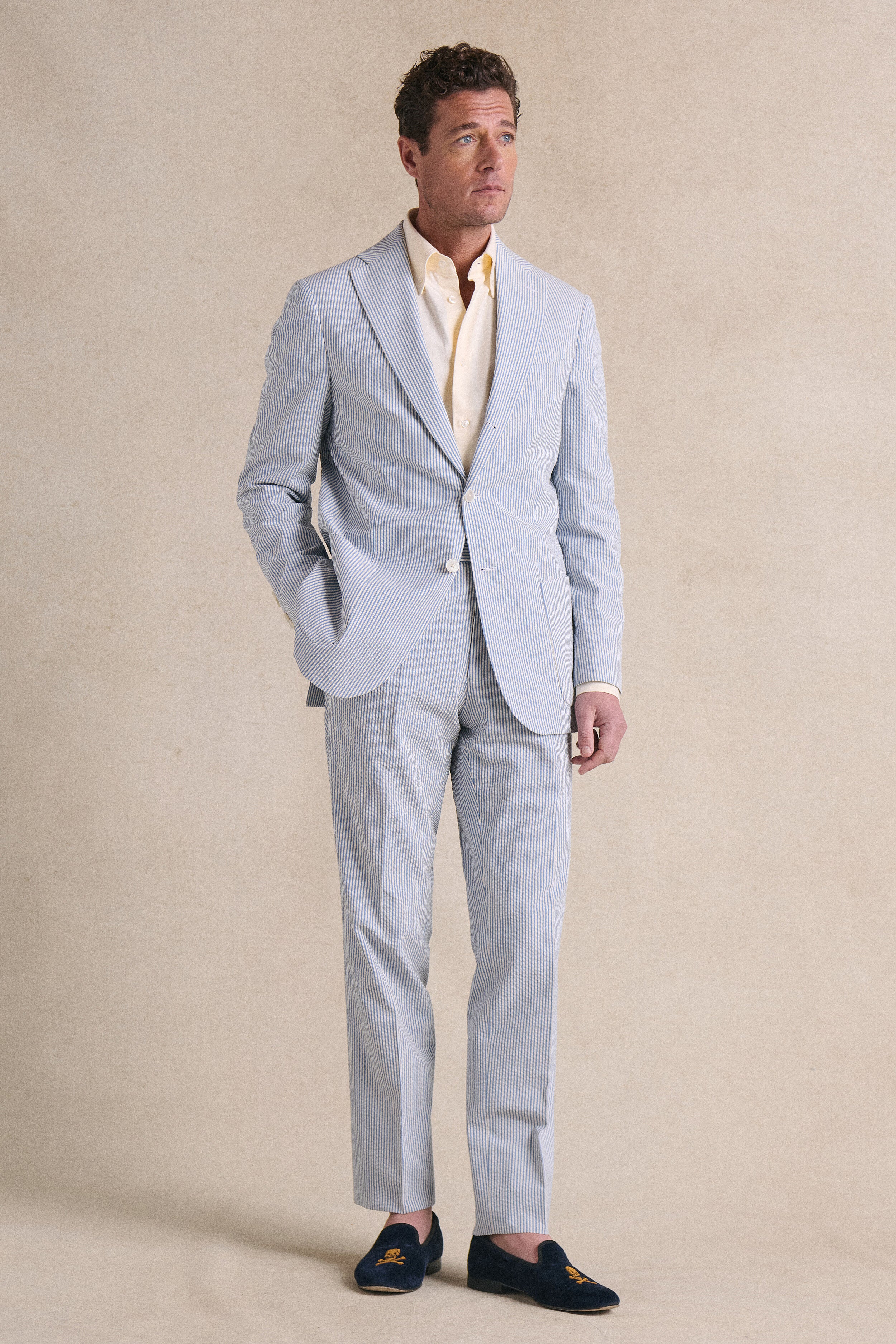 Blue Stripe Single Breasted Seersucker Jacket – New and Lingwood