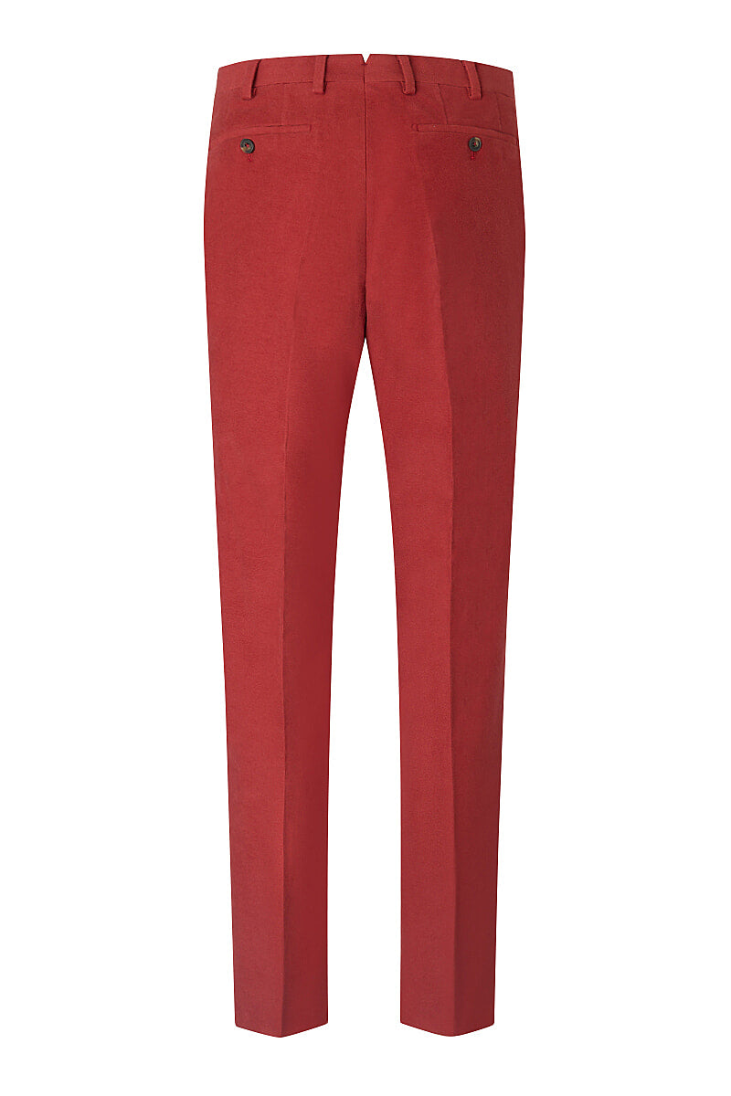 Brick Flat Front Moleskin Trousers