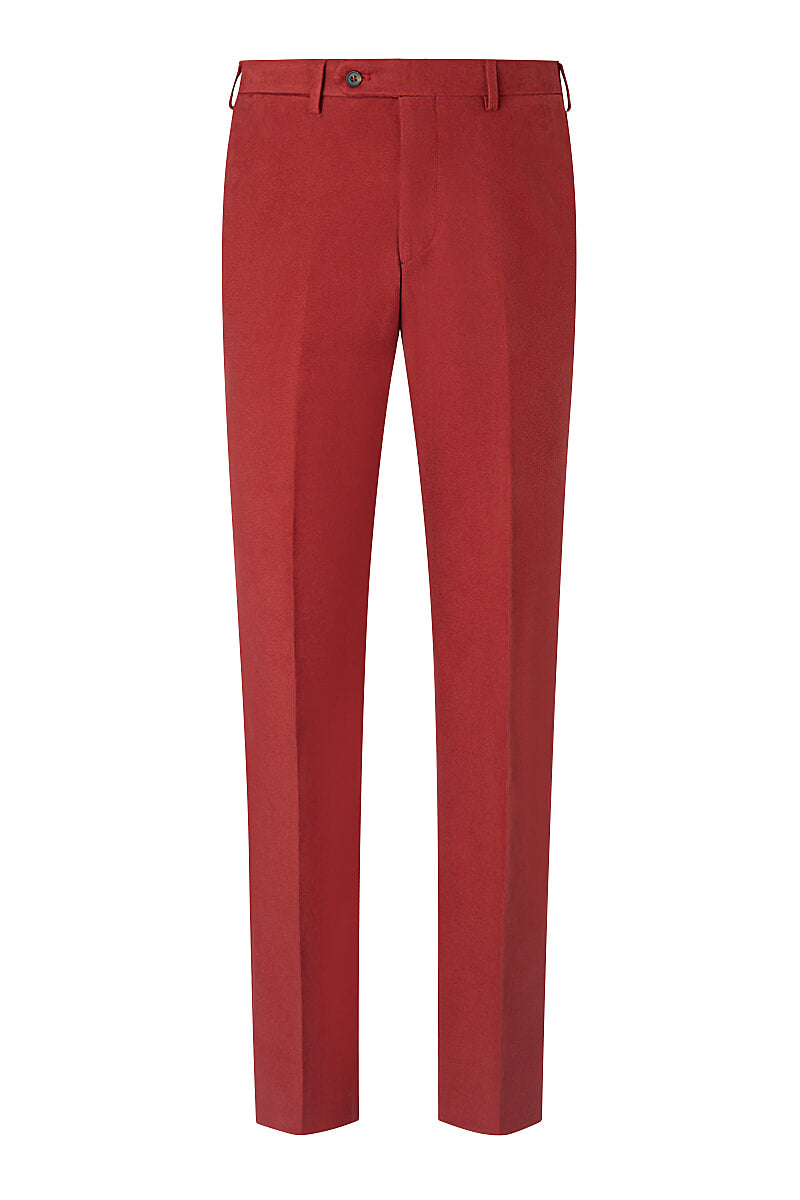 Brick Flat Front Moleskin Trousers