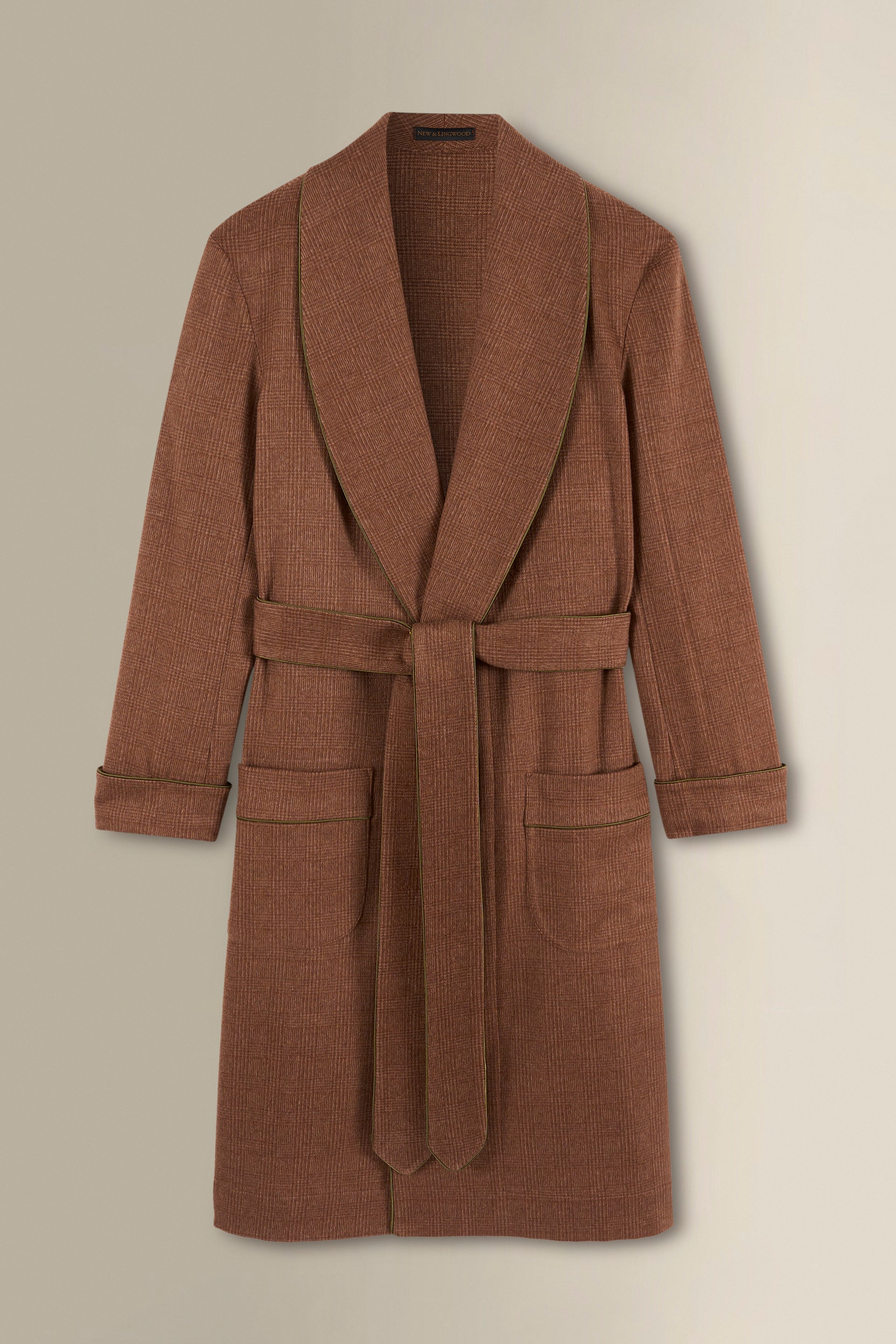 New & Lingwood Brown & Green Cashmere Tweed Unlined Dressing Gown New & Lingwood Brown & Green Cashmere Tweed Unlined Dressing Gown