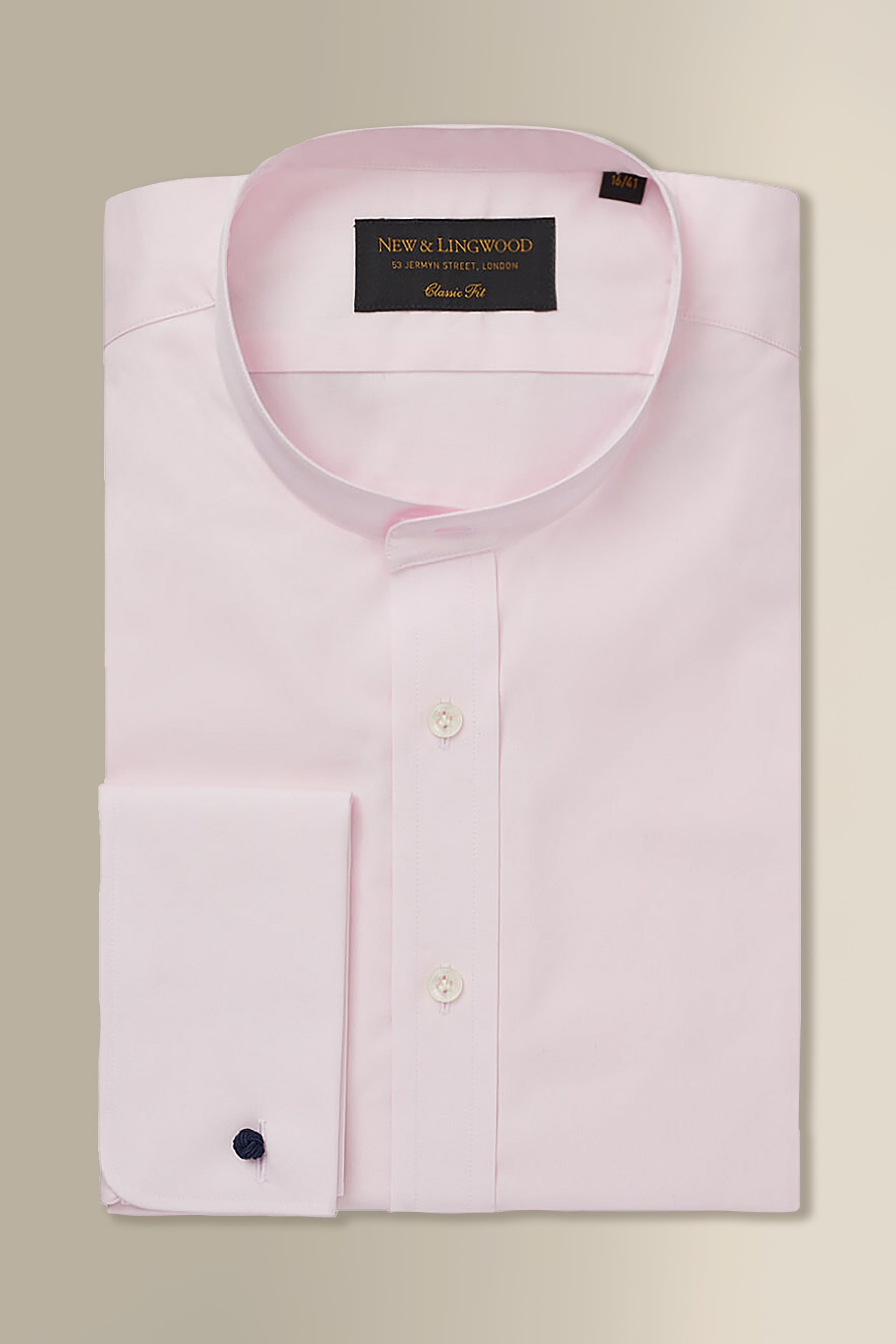 Pink Classic Fit Neckband Poplin Shirt