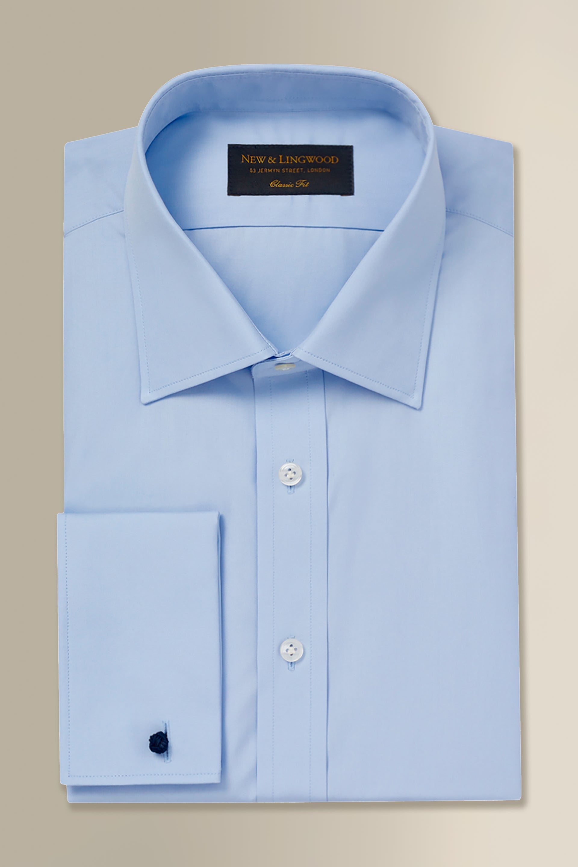 New & Lingwood Pale Blue St James' Collar Classic Fit Double Cuff Poplin Shirt New & Lingwood Pale Blue St James' Collar Classic Fit Double Cuff Poplin Shirt