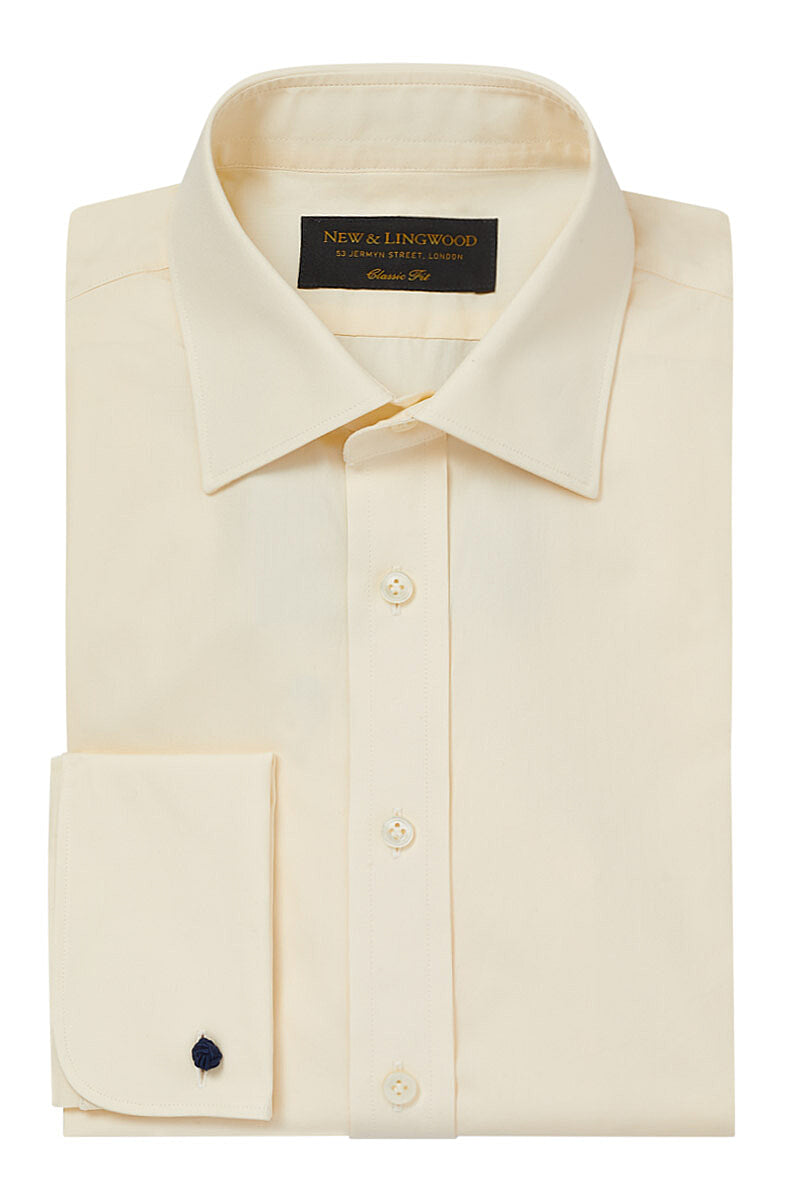 Cream Poplin St James's Collar Classic Fit Double Cuff Shirt