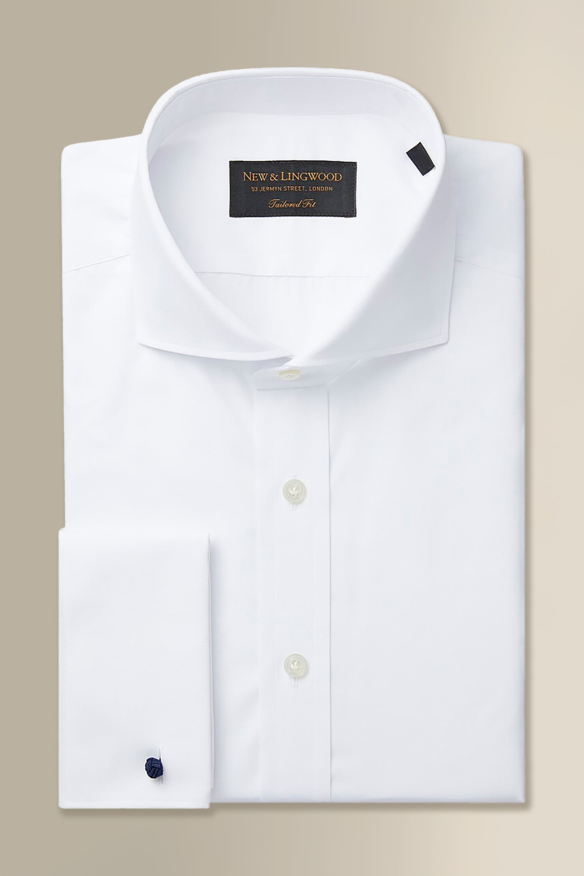 White Cutaway Collar Tailored Fit Double Cuff Poplin Shirt