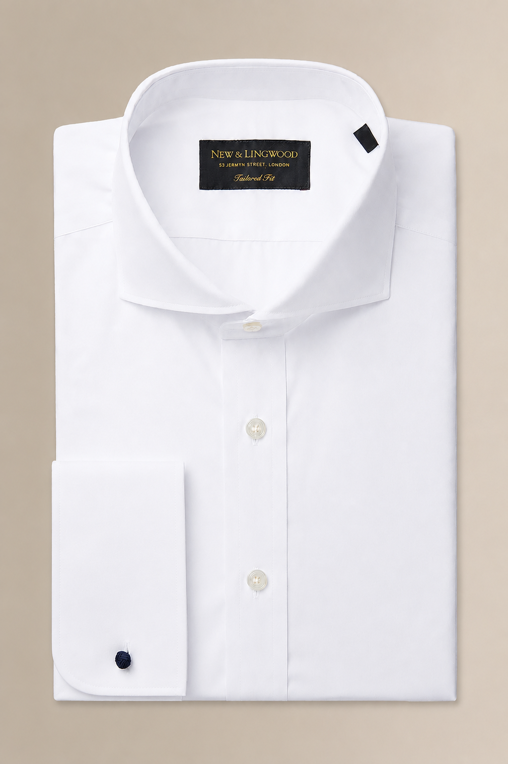 White Cutaway Collar Tailored Fit Double Cuff Poplin Shirt