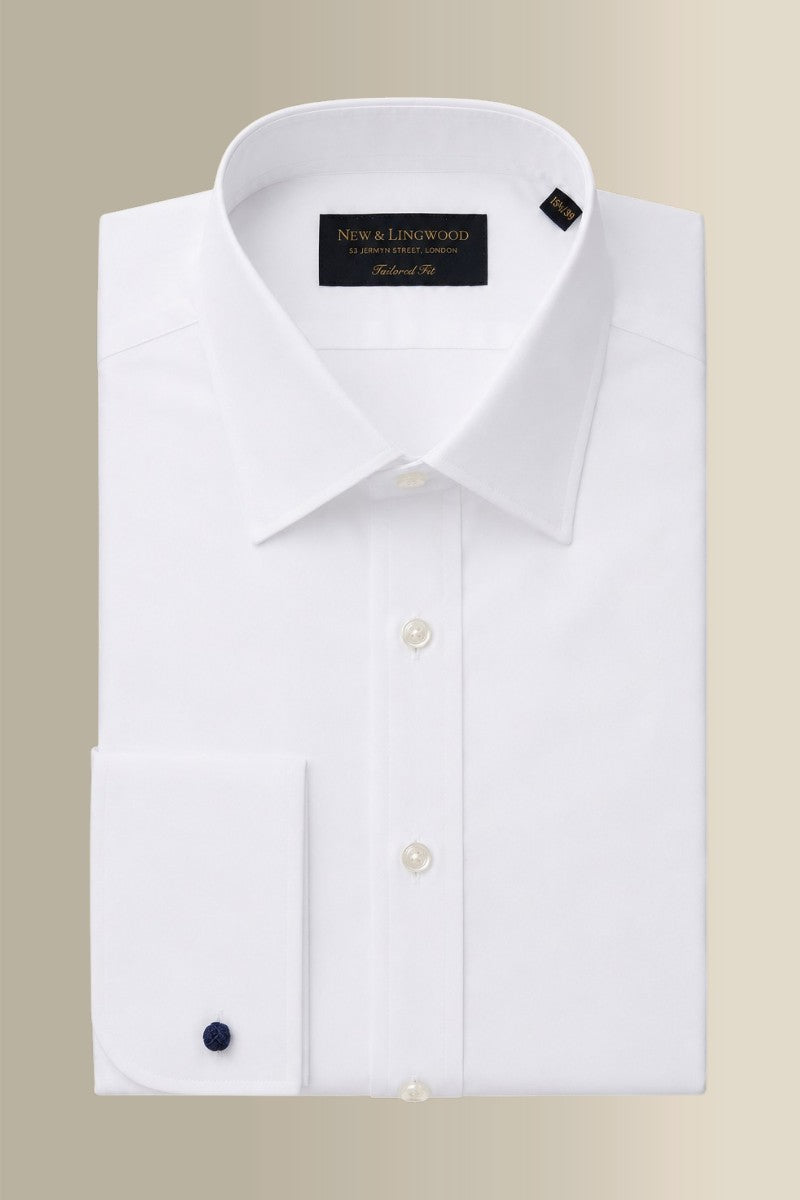 White St James' Collar Tailored Fit Double Cuff Poplin Shirt