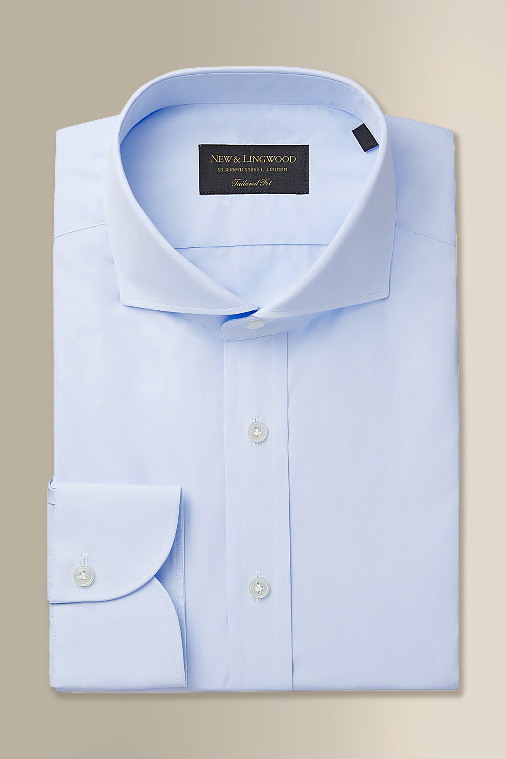 Pale Blue Cutaway Collar Tailored Fit Single Cuff Poplin Shirt