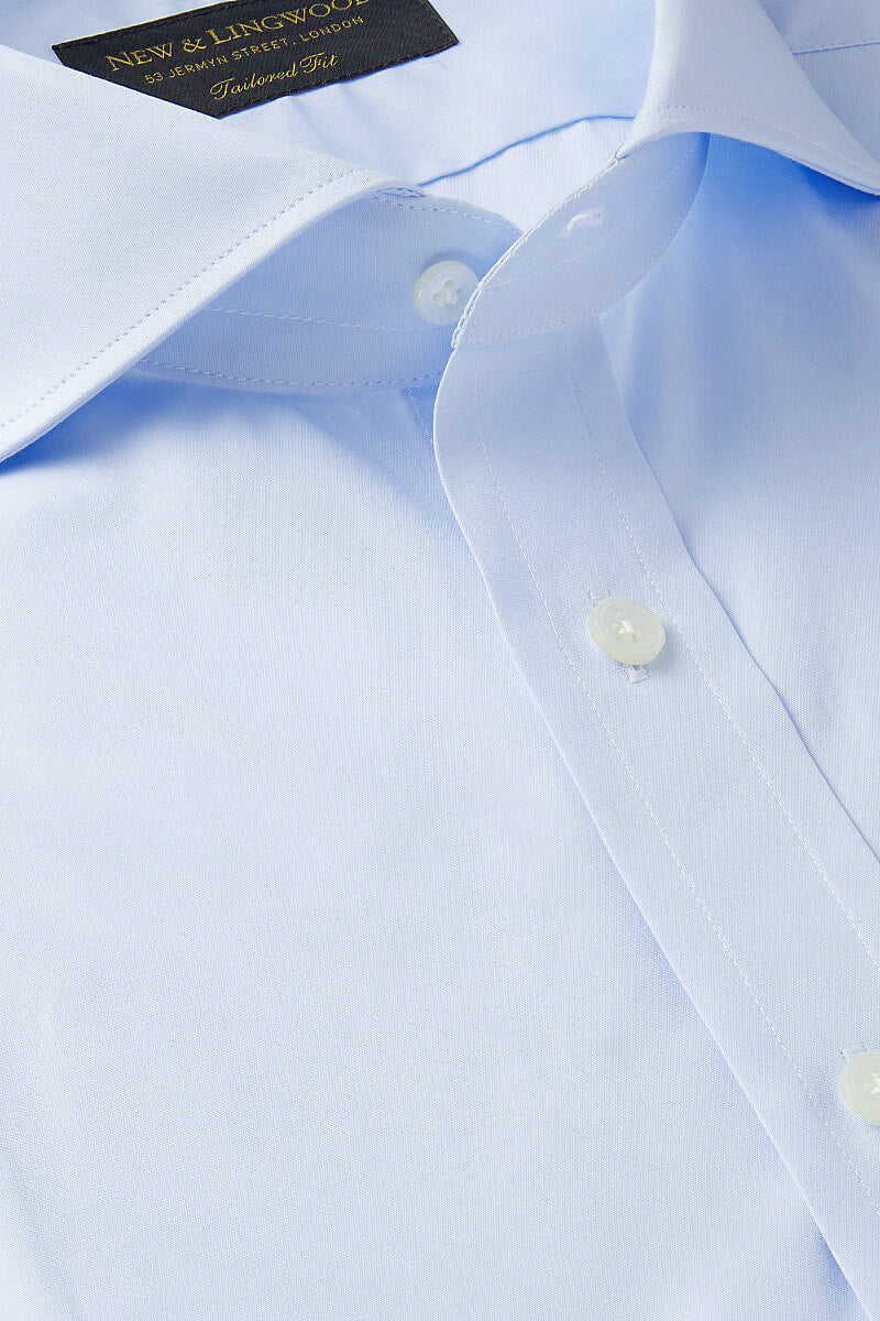Pale Blue Poplin Cutaway Collar Tailored Fit Single Cuff Shirt