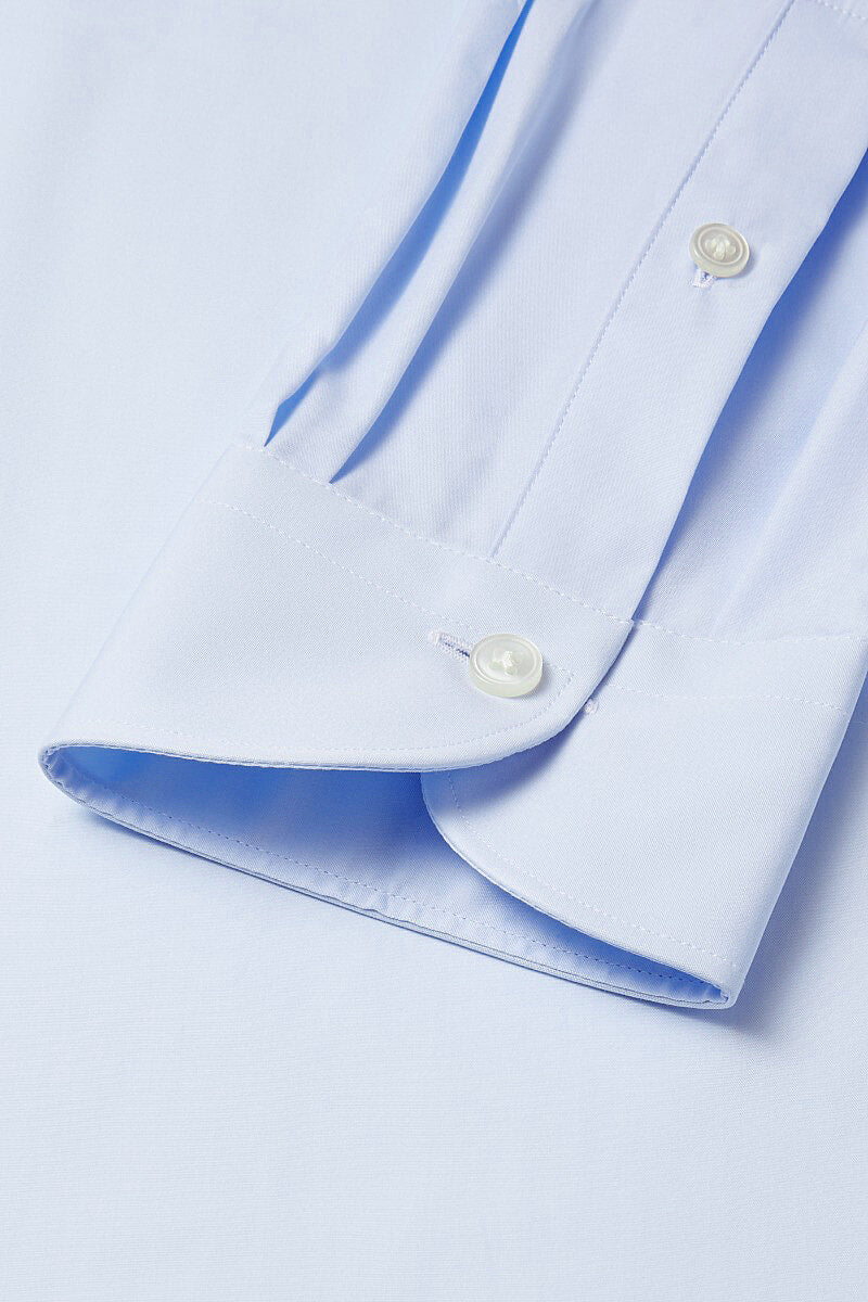 Pale Blue Poplin Cutaway Collar Tailored Fit Single Cuff Shirt