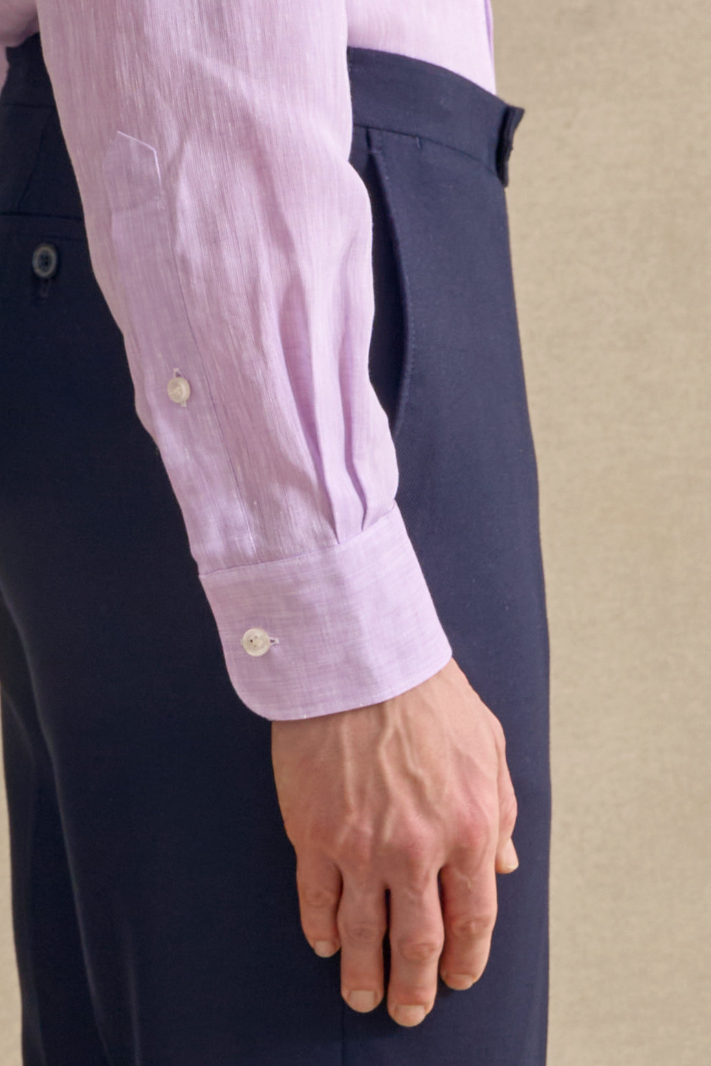 Lilac Cutaway Collar Standard Fit Linen Shirt