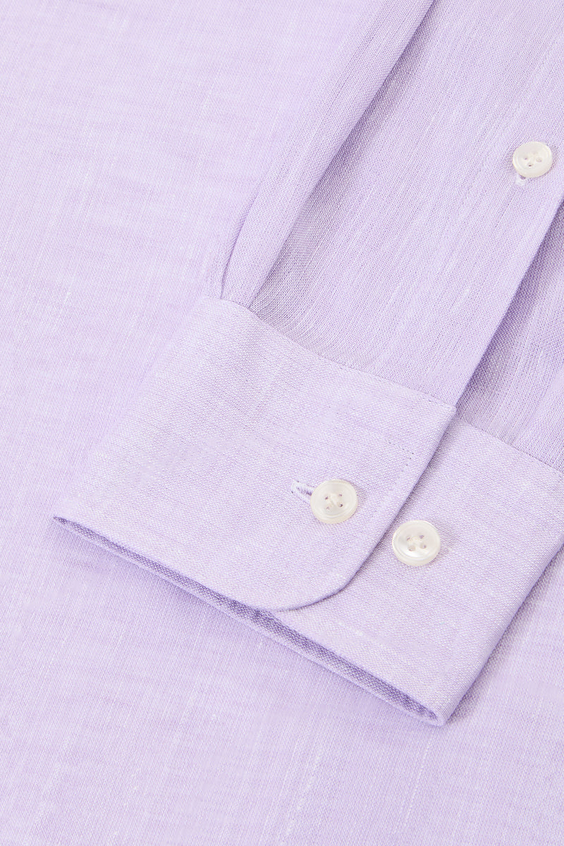 Lilac Cutaway Collar Standard Fit Linen Shirt