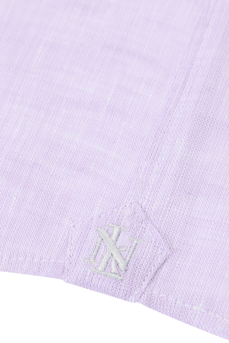 Lilac Cutaway Collar Standard Fit Linen Shirt