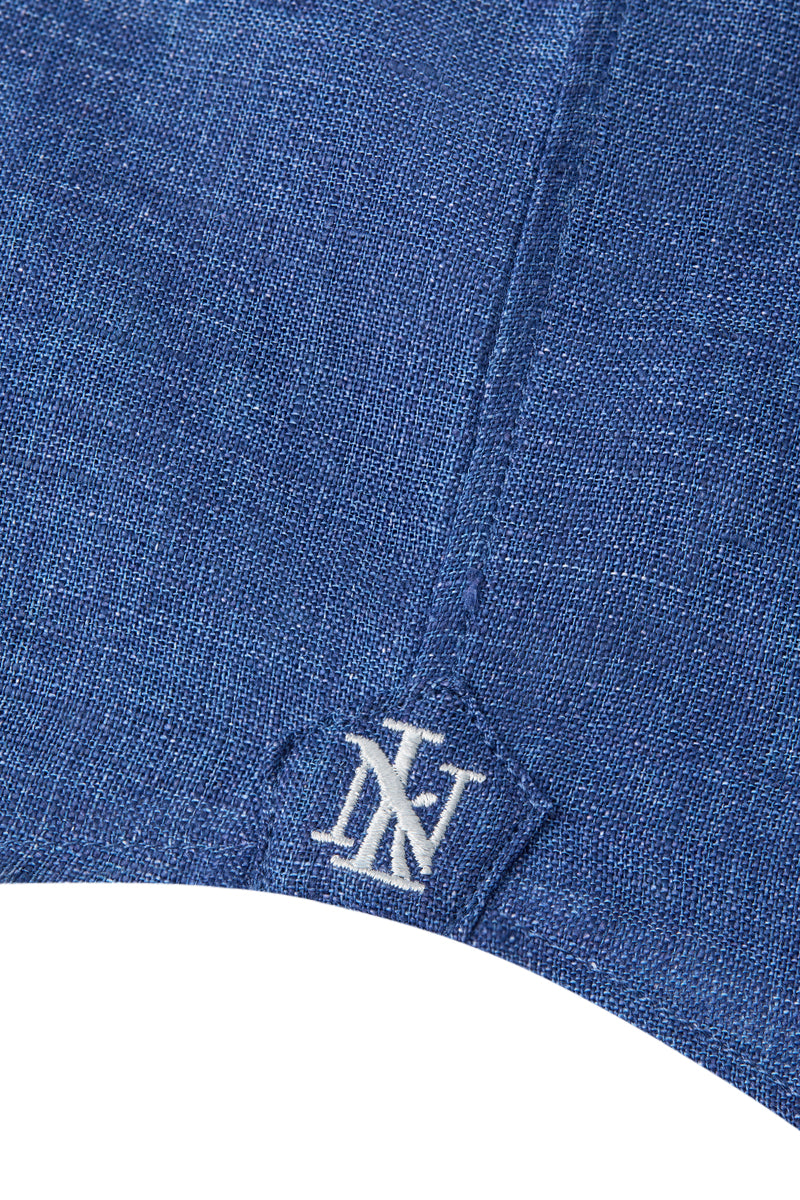 Blue Cutaway Collar Standard Fit Linen Shirt