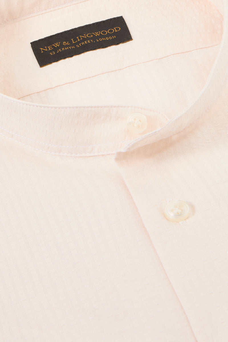 Ivory Seersucker Neckband Collar Standard Fit Shirt