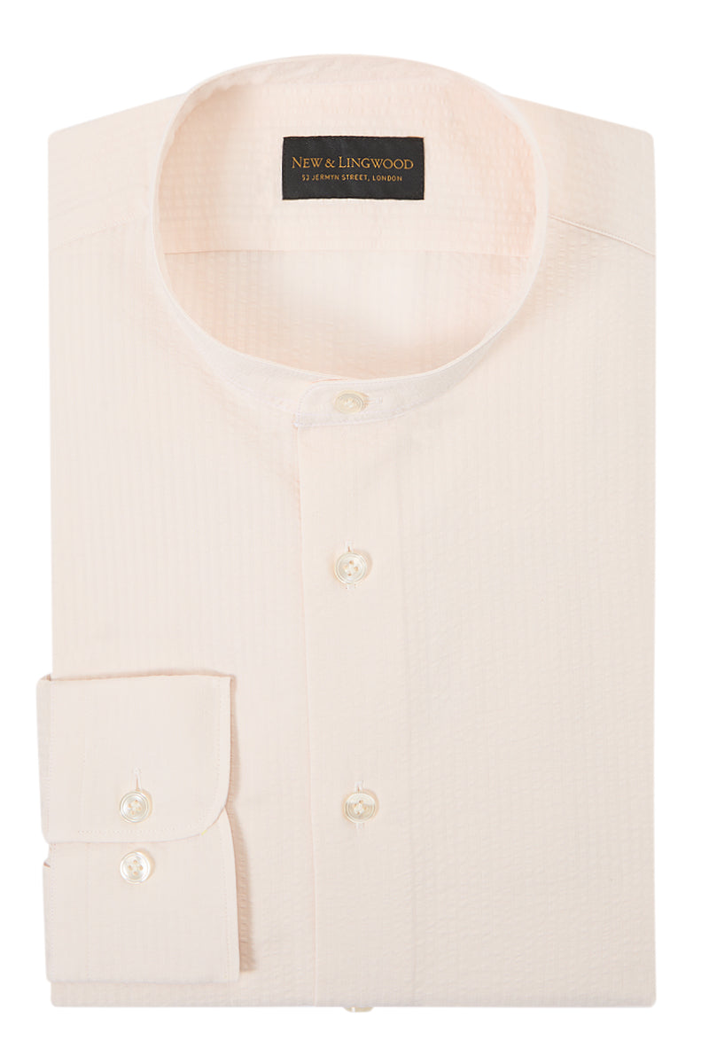 Ivory Seersucker Neckband Collar Standard Fit Shirt