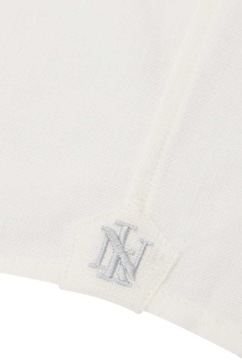 Ivory Button Down Collar Standard Fit Linen Shirt