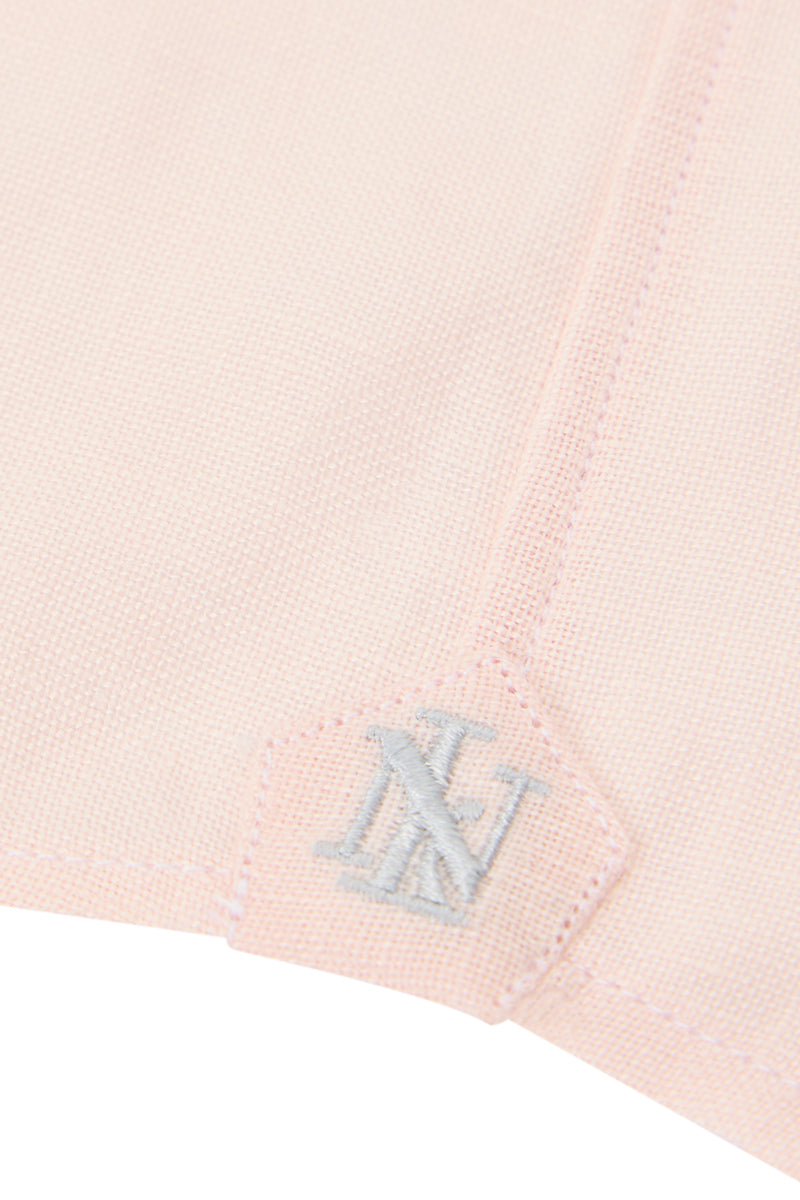 Pink Button Down Collar Standard Fit Linen Shirt