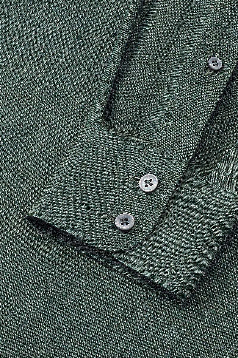 Green One Piece Collar Linen Popover Shirt