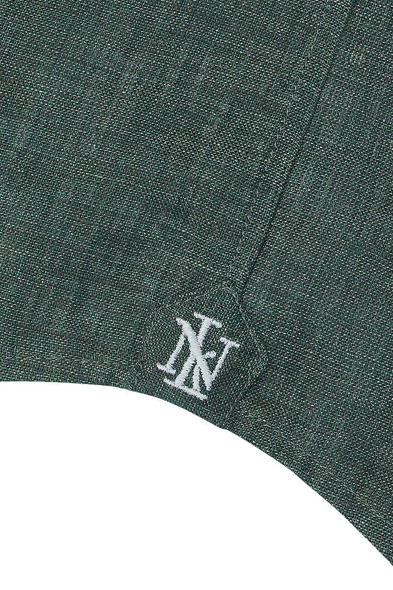 Green One Piece Collar Linen Popover Shirt