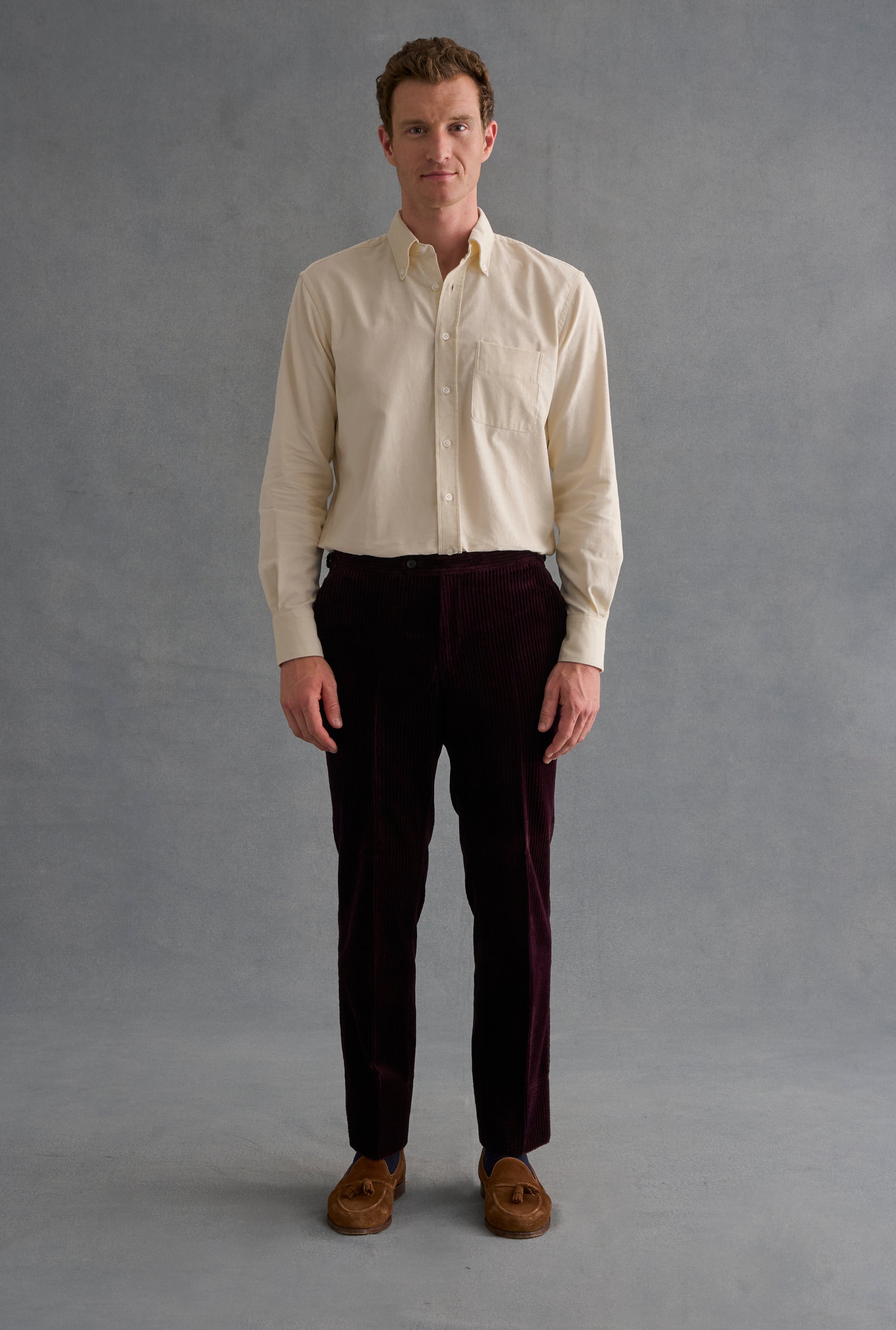 Cream Needlecord Salcombe Shirt