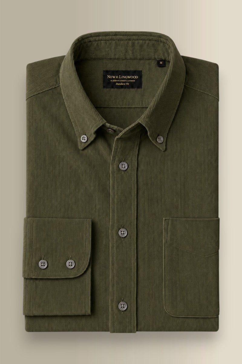 Green Needlecord Salcombe Shirt